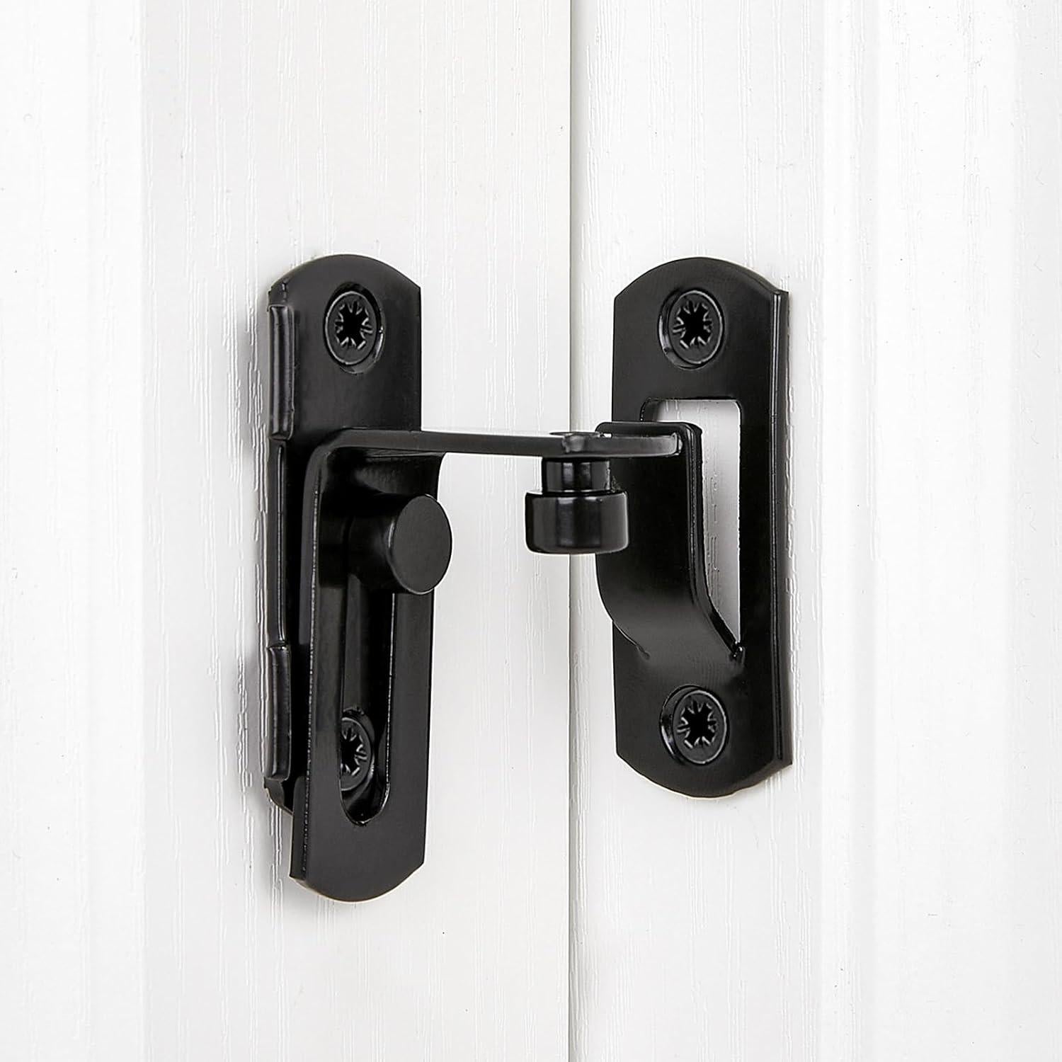 4 Cerraduras de Puerta de Granero Negra Acero Inoxidable 90°