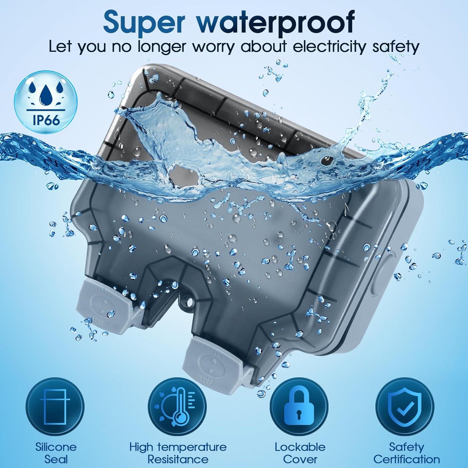 Enchufe Doble Impermeable XINYIELE IP66 15A 250V Exterior