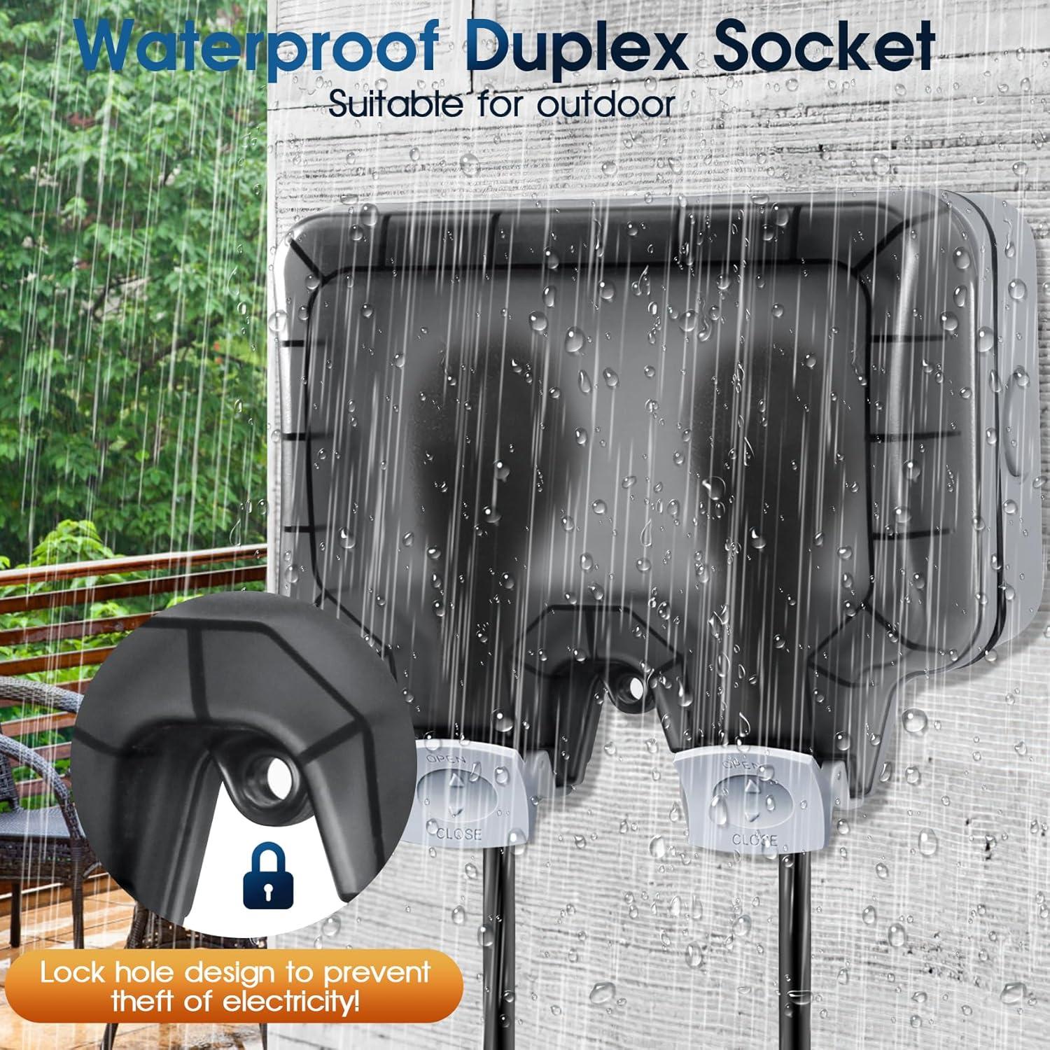 Enchufe Doble Impermeable XINYIELE IP66 15A 250V Exterior