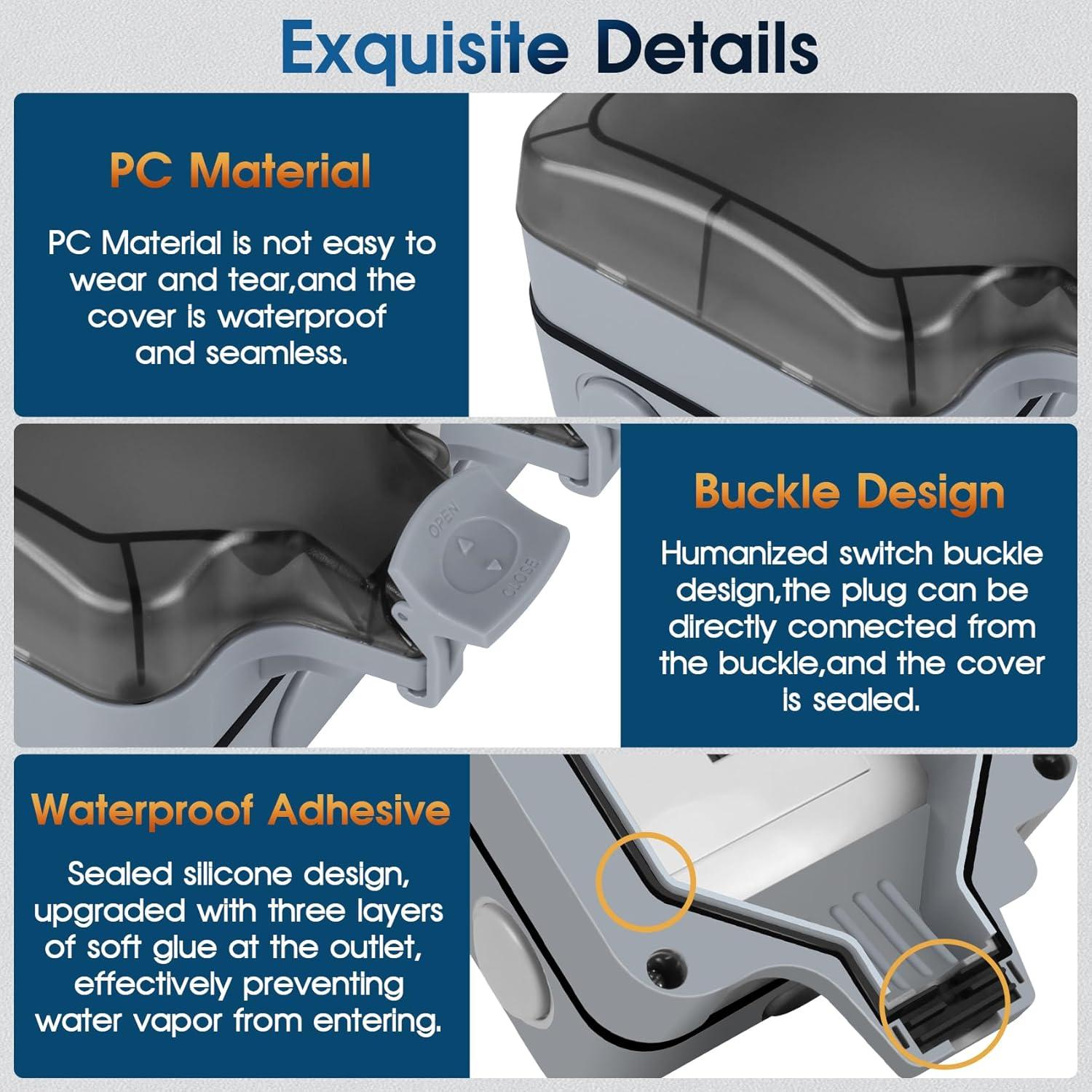 Enchufe Doble Impermeable XINYIELE IP66 15A 250V Exterior