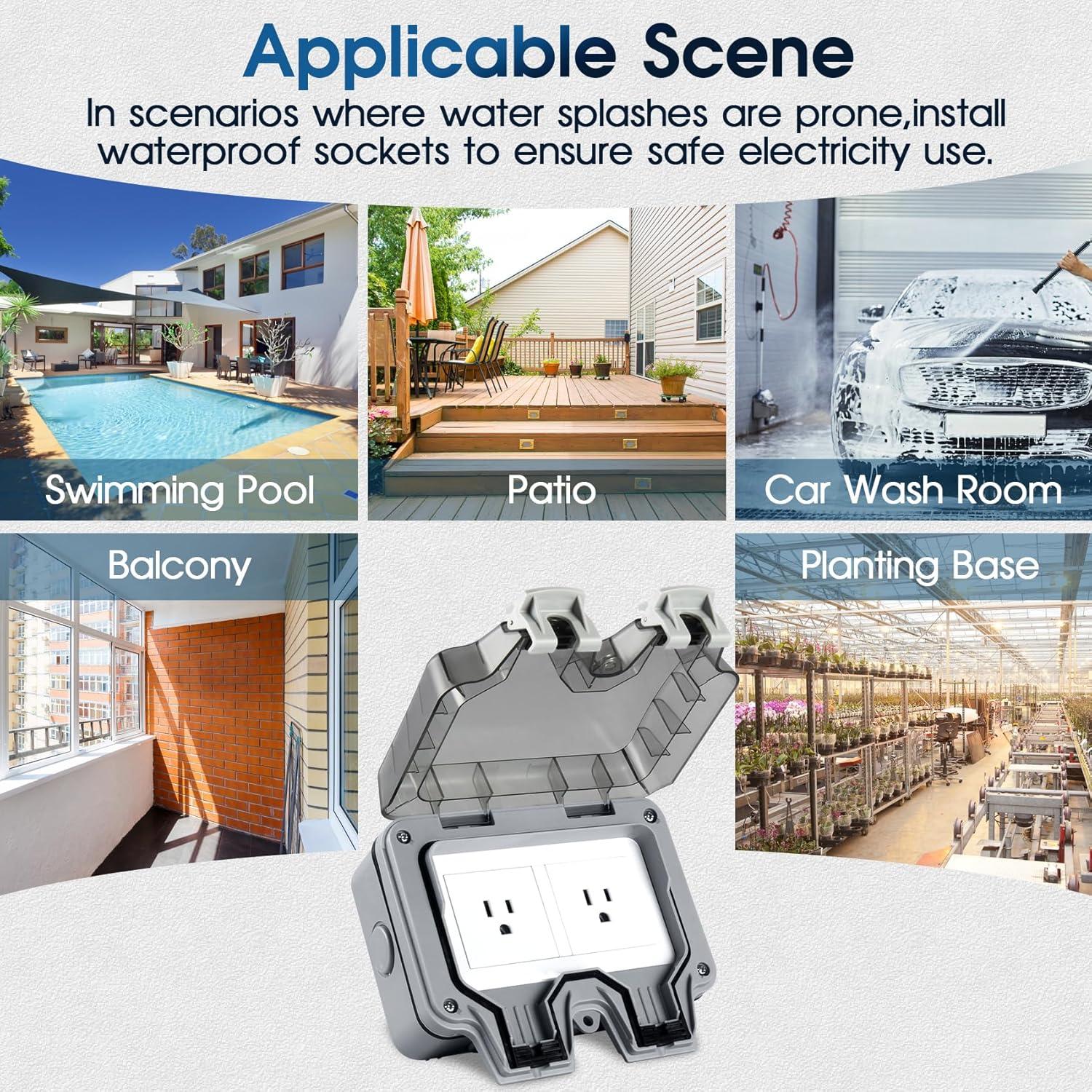 Enchufe Doble Impermeable XINYIELE IP66 15A 250V Exterior