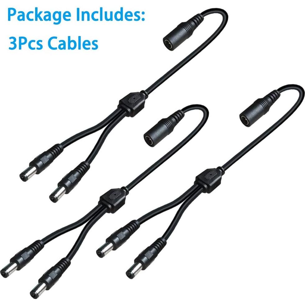 Cable Divisor de Alimentación DC 1 Femenino a 2 Masculino SIOCEN 3 Pack 5.5mm x 2.1mm