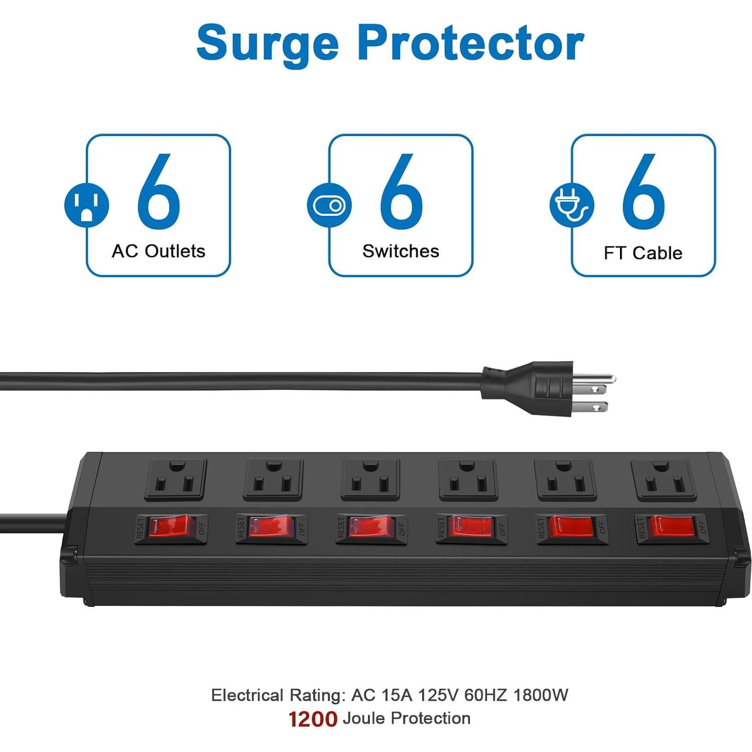 Regleta de Metal CCCEI 6 Salidas 1.83m Protección 1200J