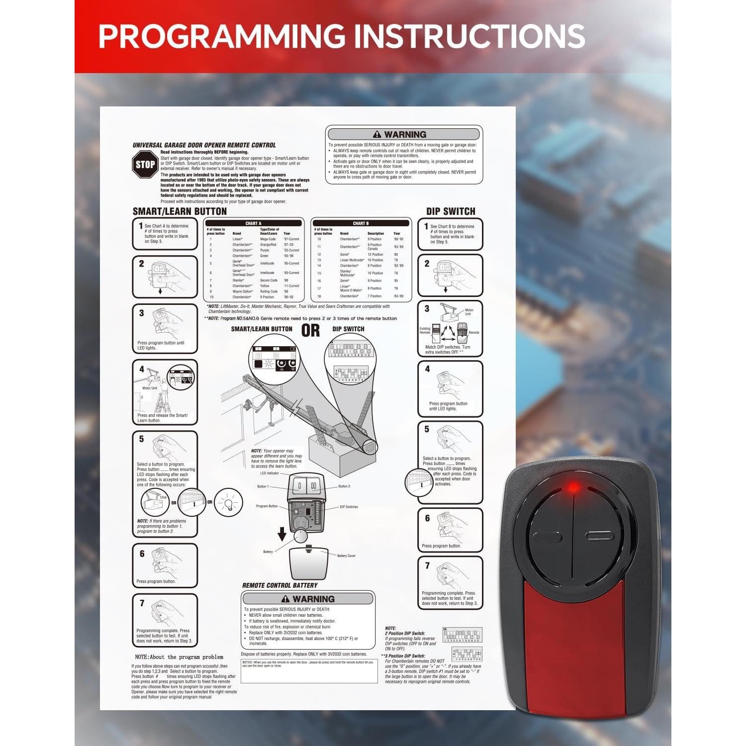 Control Remoto Universal LiftMaster 375UT para Puerta de Garaje