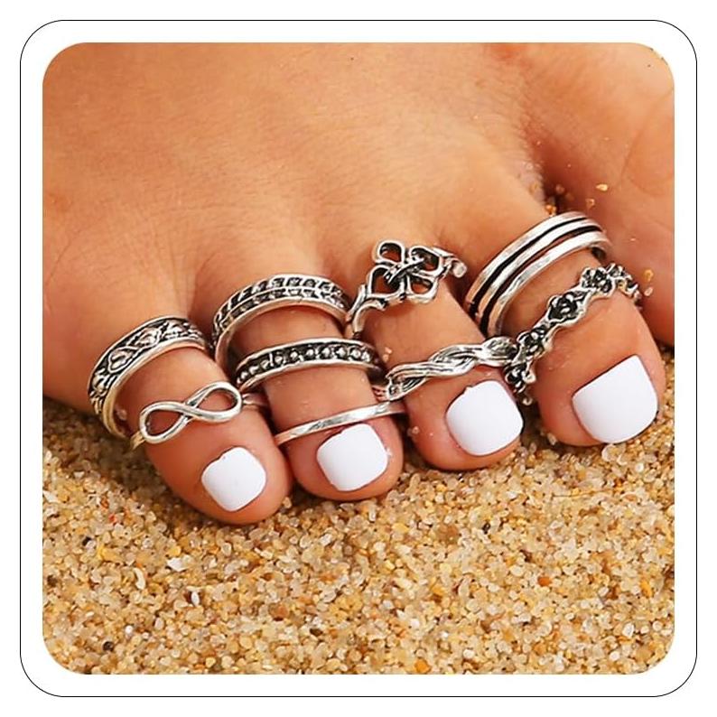 Conjunto de Anillos para Dedos de los Pies Boho Mujeres Ajustables