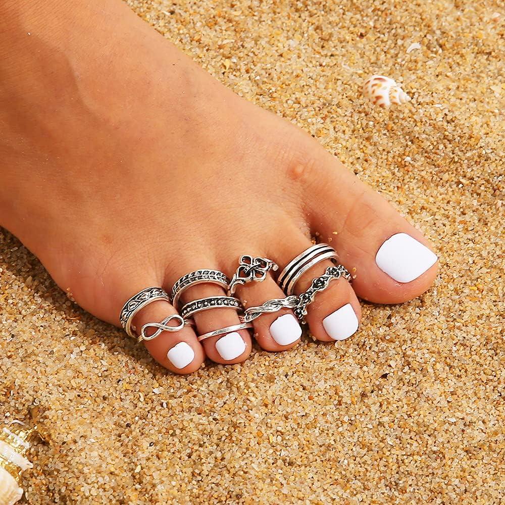 Conjunto de Anillos para Dedos de los Pies Boho Mujeres Ajustables