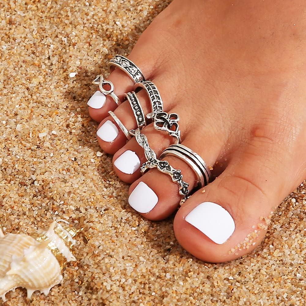 Conjunto de Anillos para Dedos de los Pies Boho Mujeres Ajustables