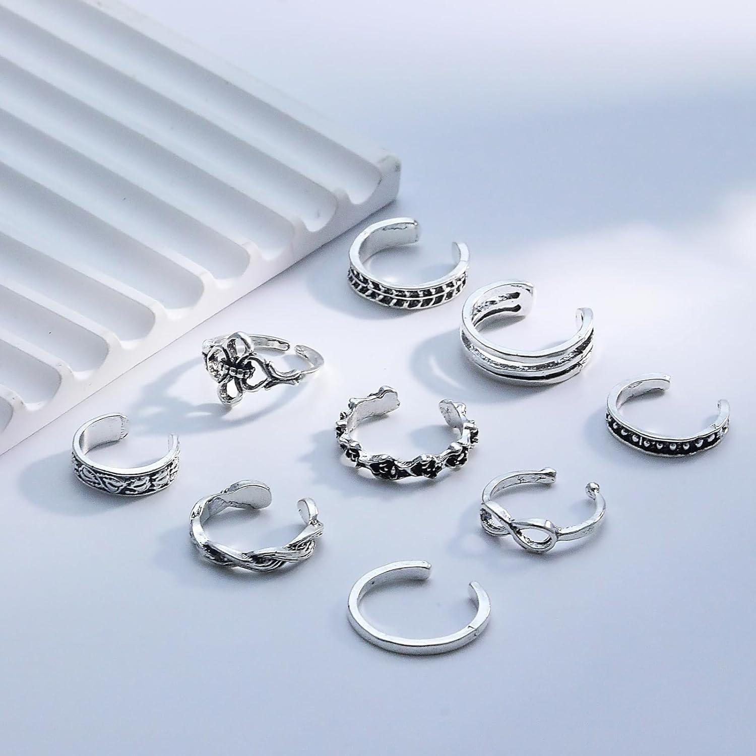 Conjunto de Anillos para Dedos de los Pies Boho Mujeres Ajustables