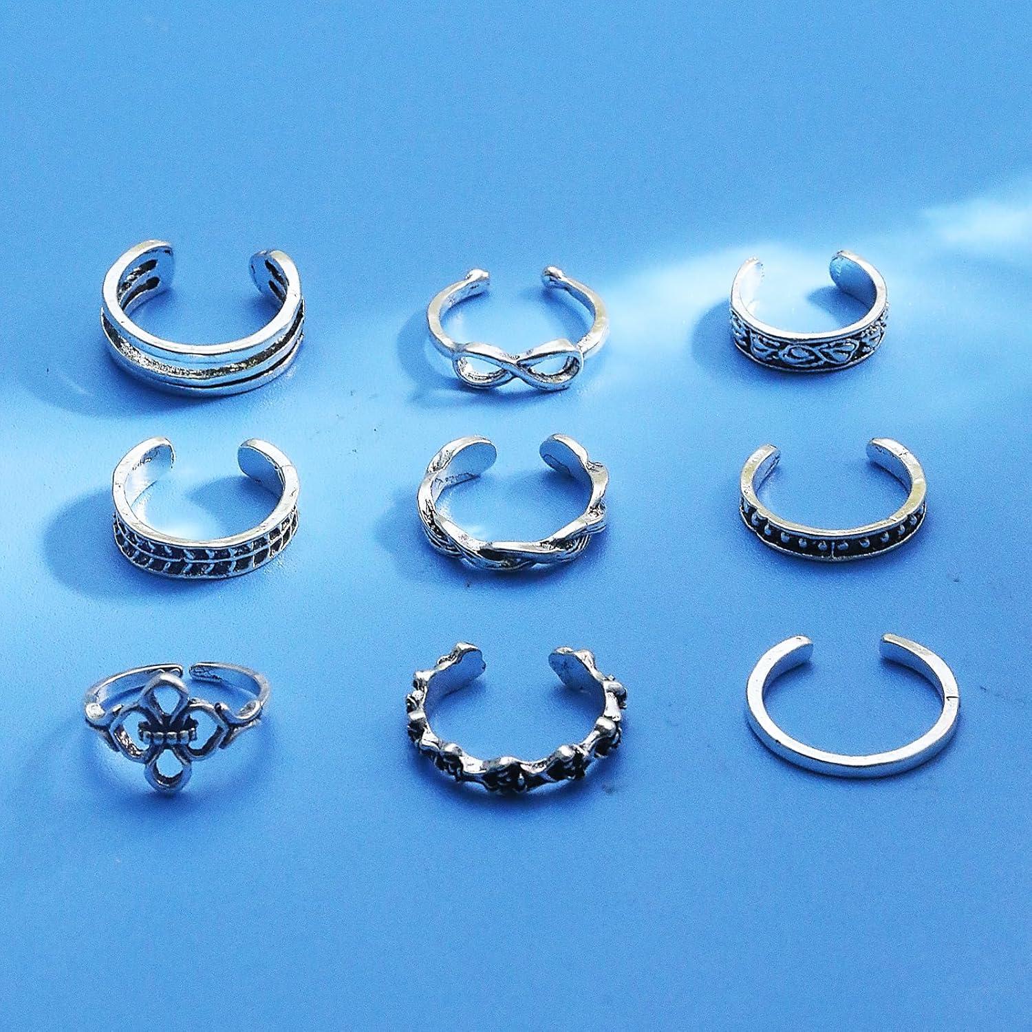 Conjunto de Anillos para Dedos de los Pies Boho Mujeres Ajustables