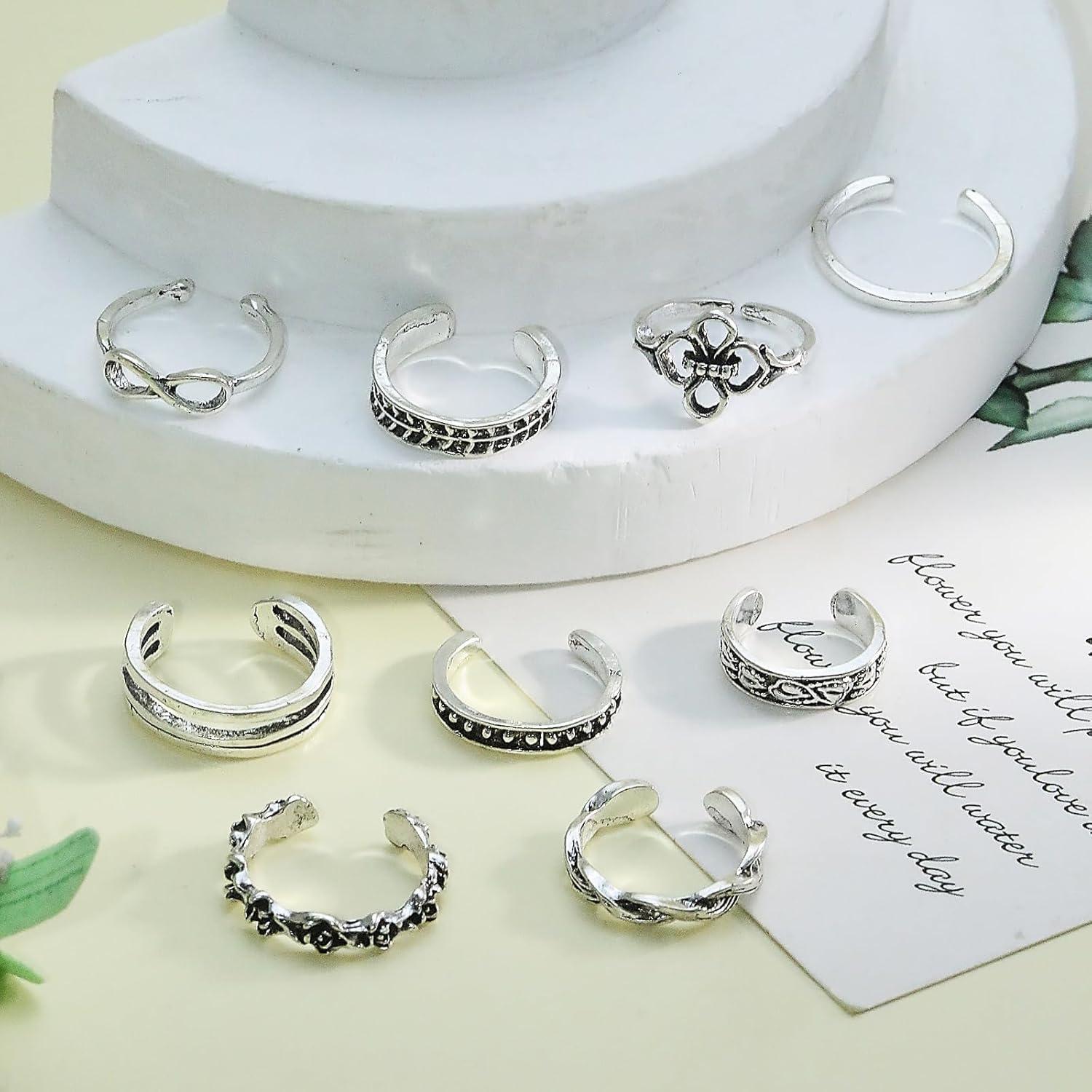 Conjunto de Anillos para Dedos de los Pies Boho Mujeres Ajustables