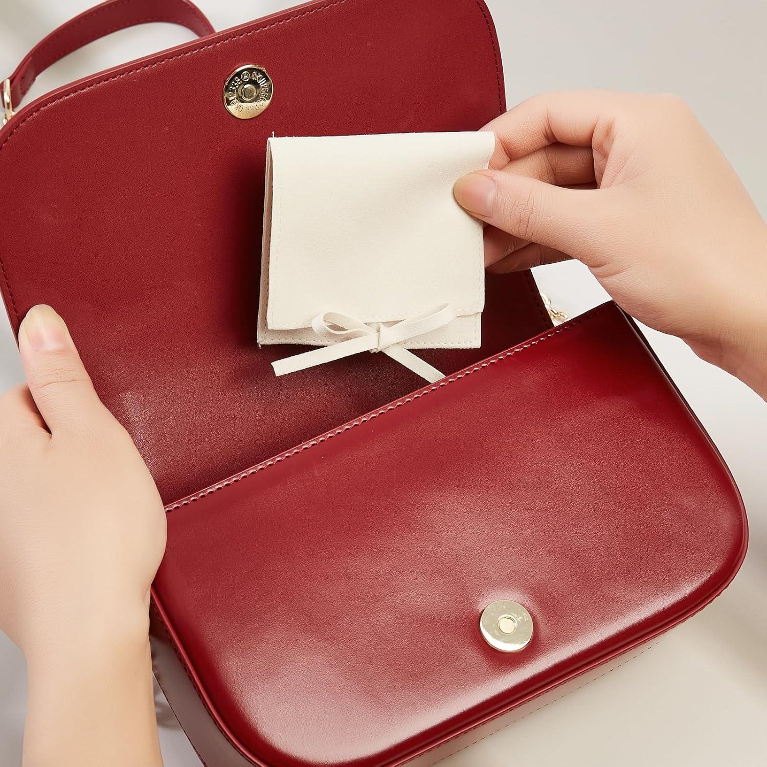 Bolsa de Joyería Microfibra Beige 12 Pcs Yaqulen