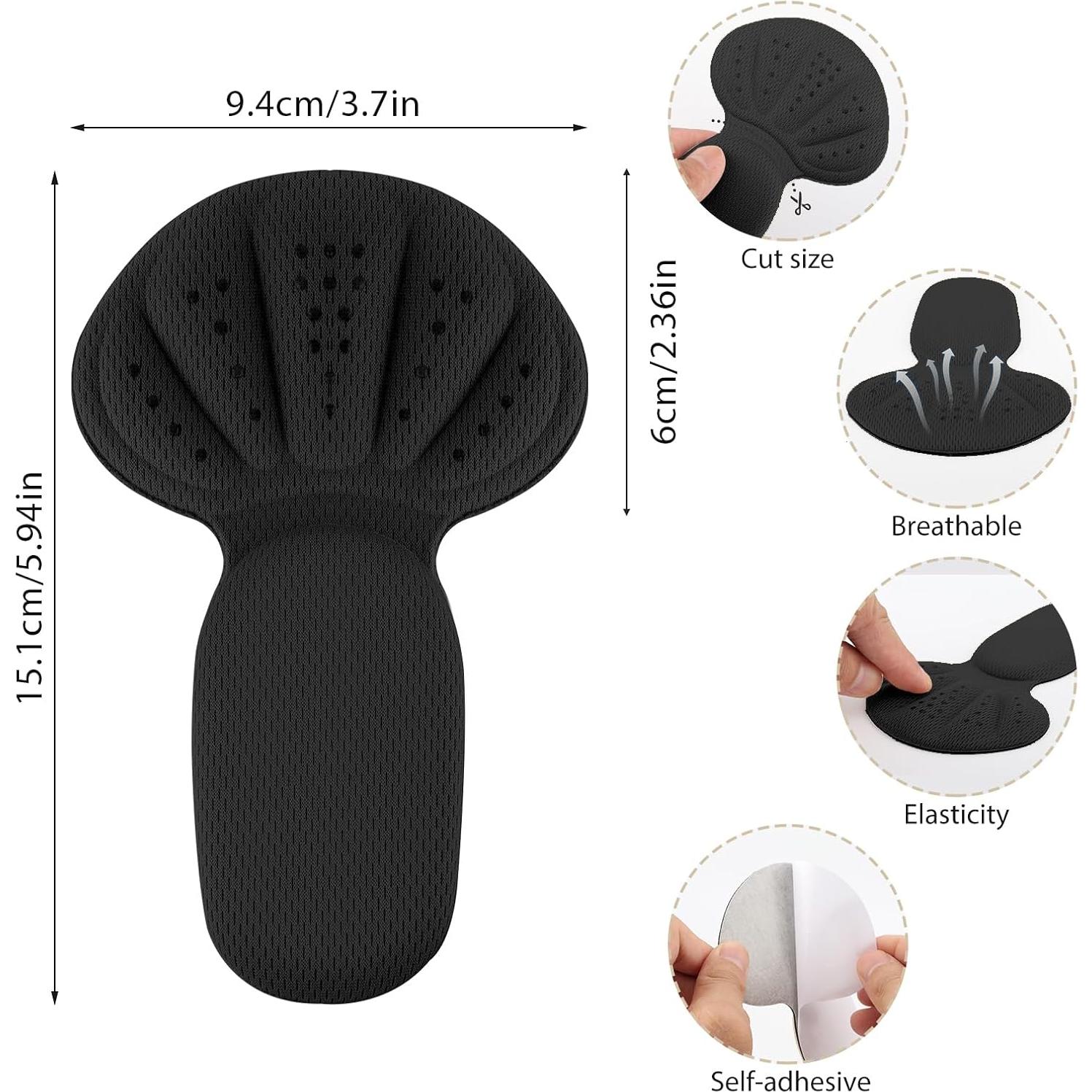 Almohadillas de Talón Gjinxi - 6 Piezas Adhesivas Negras