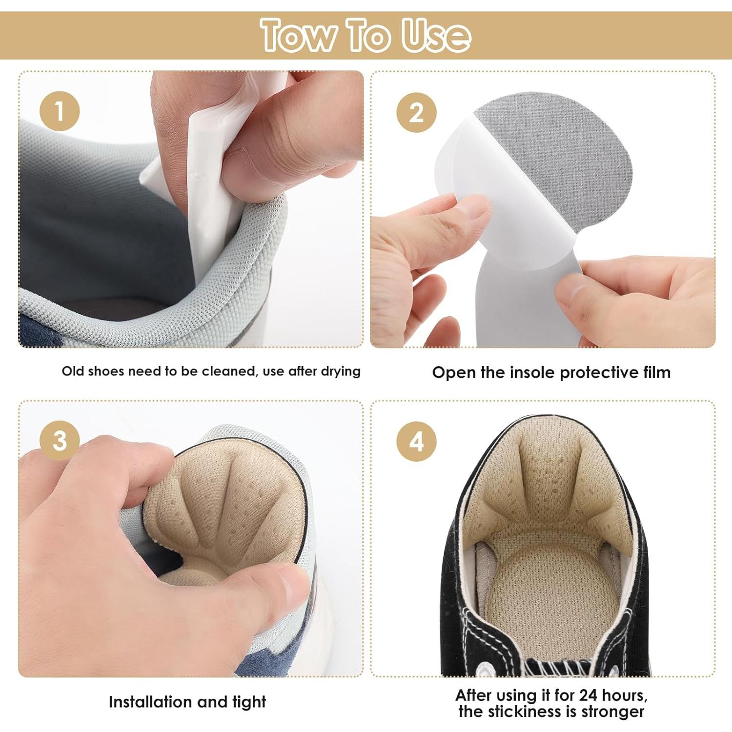 Almohadillas de Talón Gjinxi - 6 Piezas Adhesivas Negras