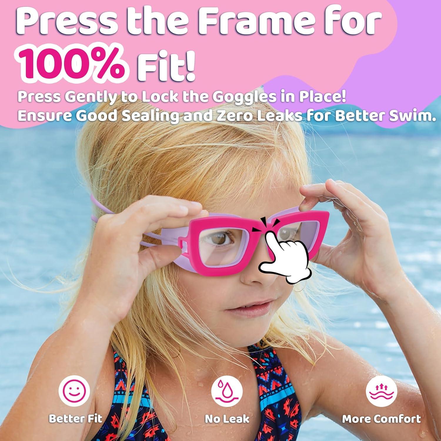 Gafas de natación Vvinca Kids, 2 paquetes, anti-vaho UV, 3-10 años