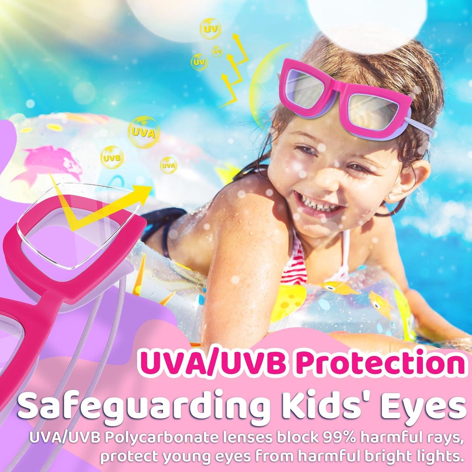 Gafas de natación Vvinca Kids, 2 paquetes, anti-vaho UV, 3-10 años