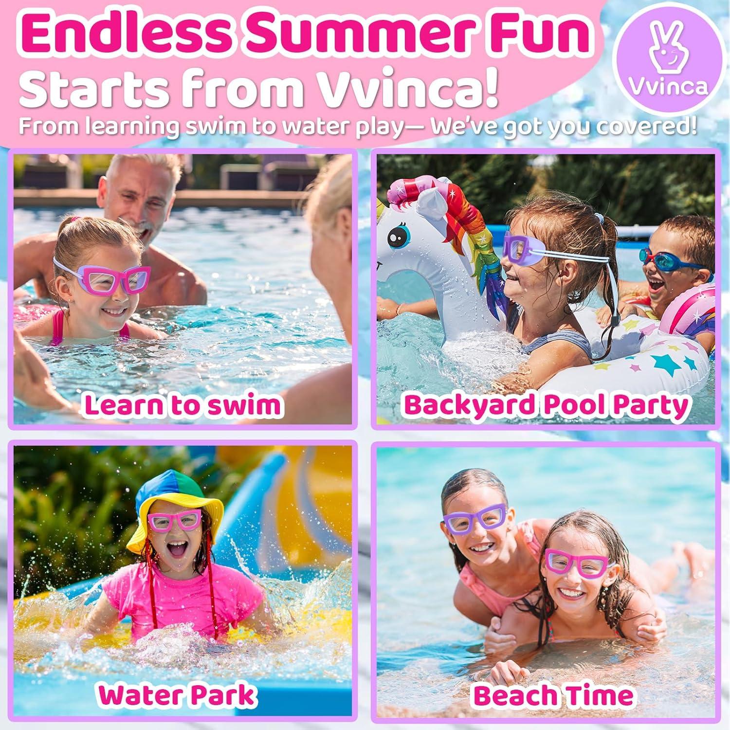 Gafas de natación Vvinca Kids, 2 paquetes, anti-vaho UV, 3-10 años