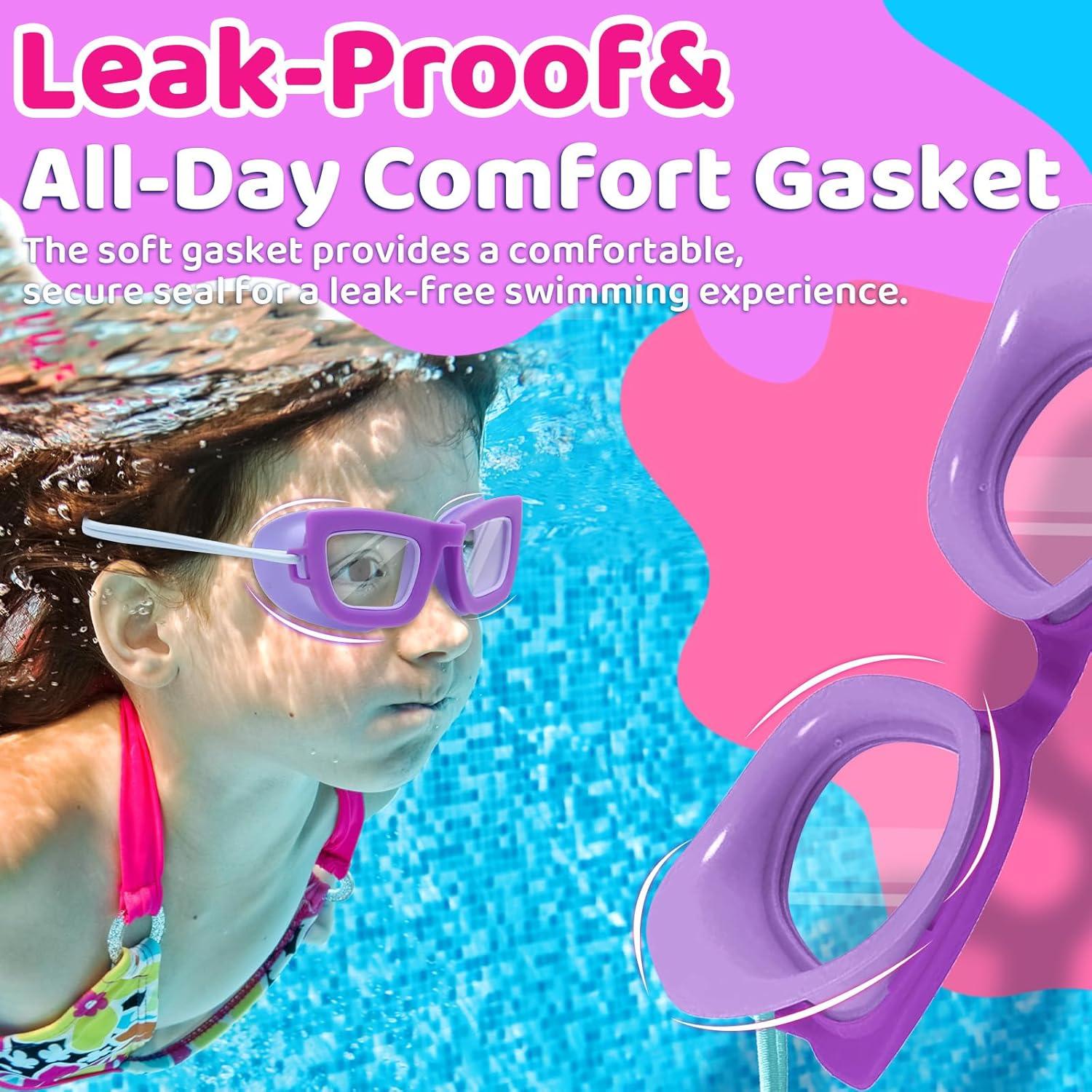 Gafas de natación Vvinca Kids, 2 paquetes, anti-vaho UV, 3-10 años