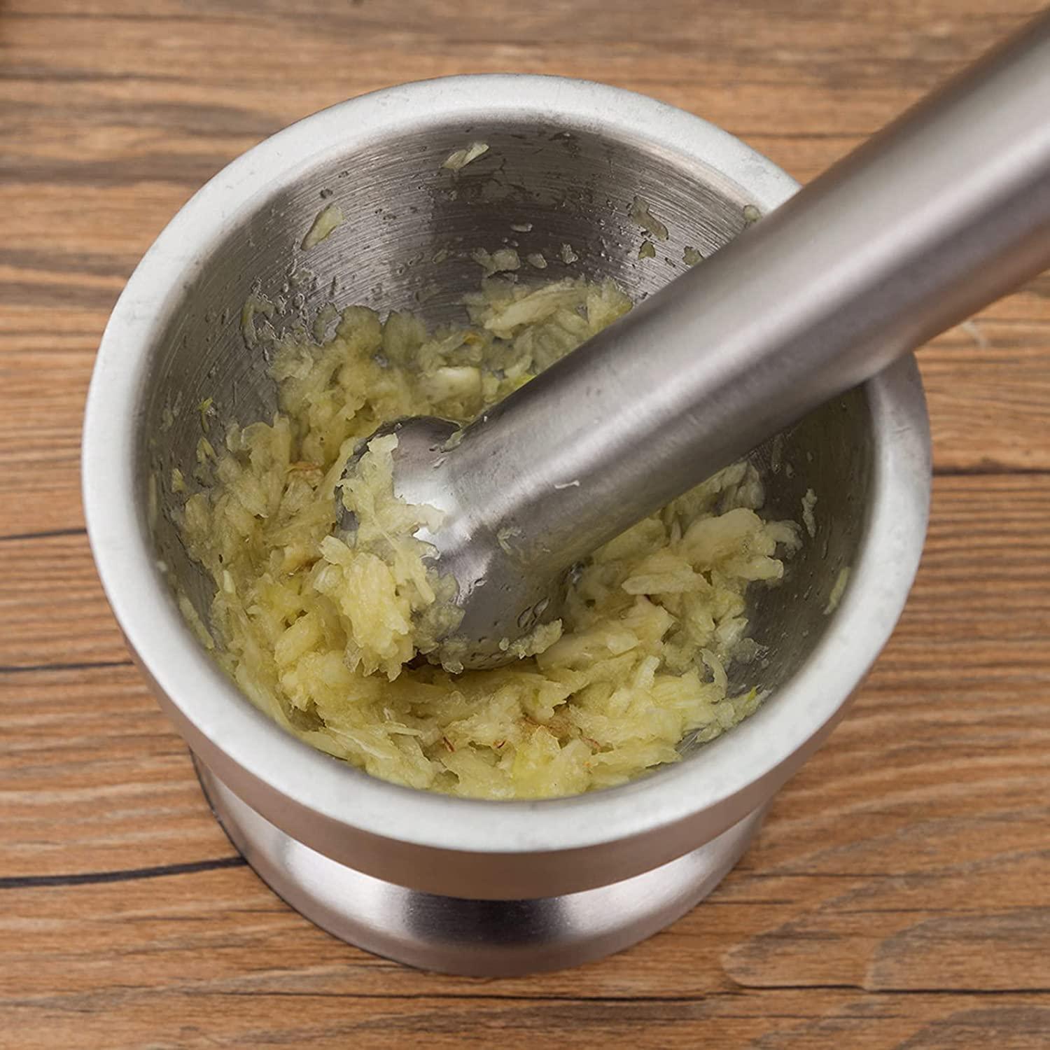 Mortero y mano de acero inoxidable pequeño para especias y pastillas