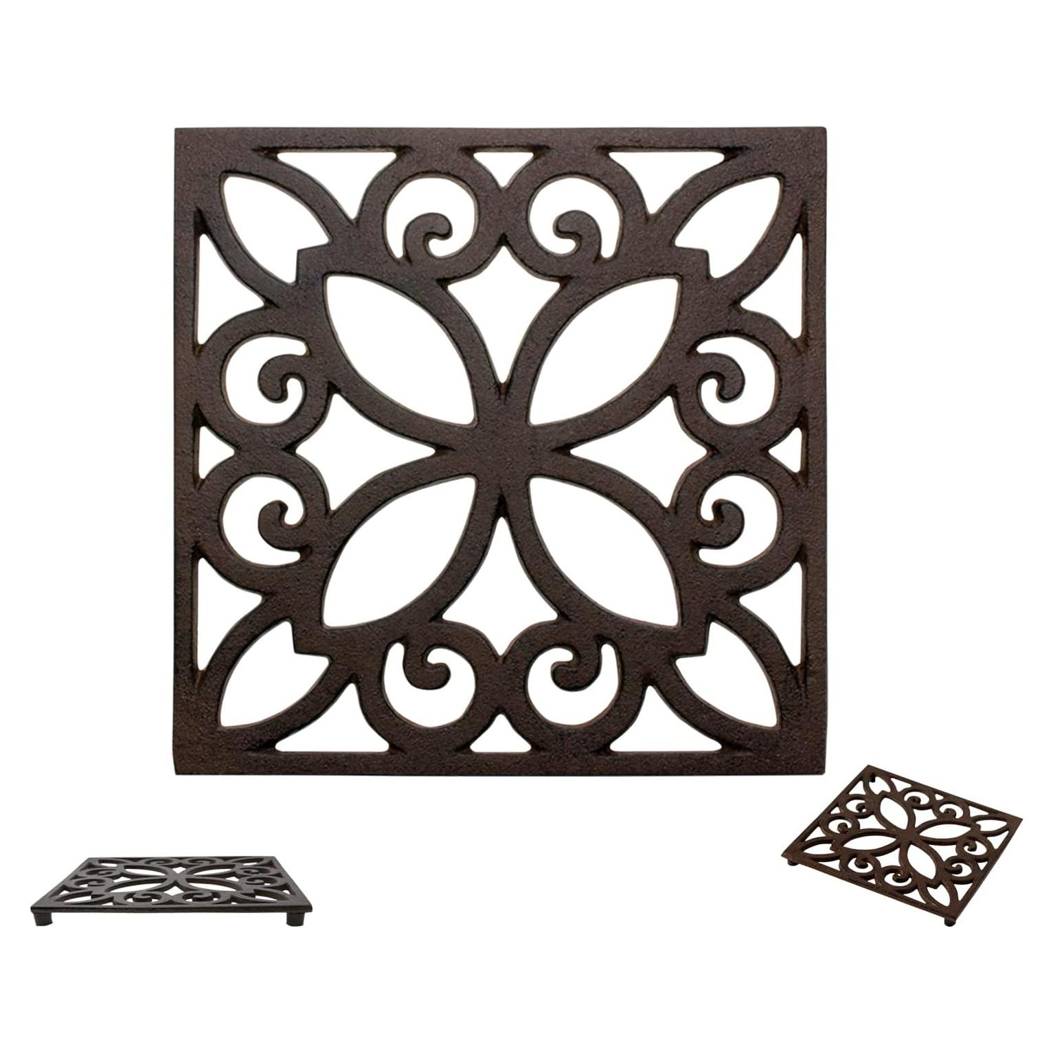 Trivet Cuadrado de Hierro Fundido Comfify 16.5 cm Vintage Marrón