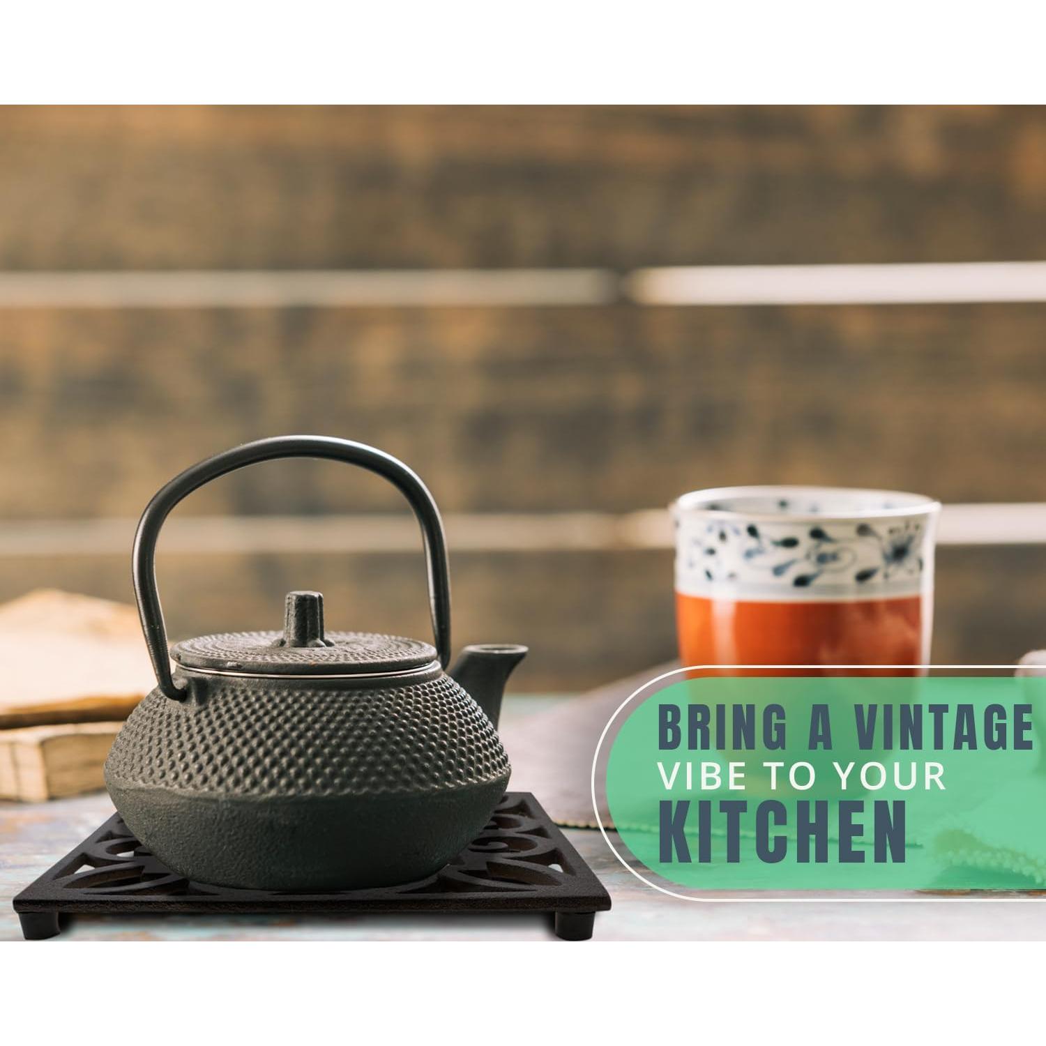 Trivet Cuadrado de Hierro Fundido Comfify 16.5 cm Vintage Marrón