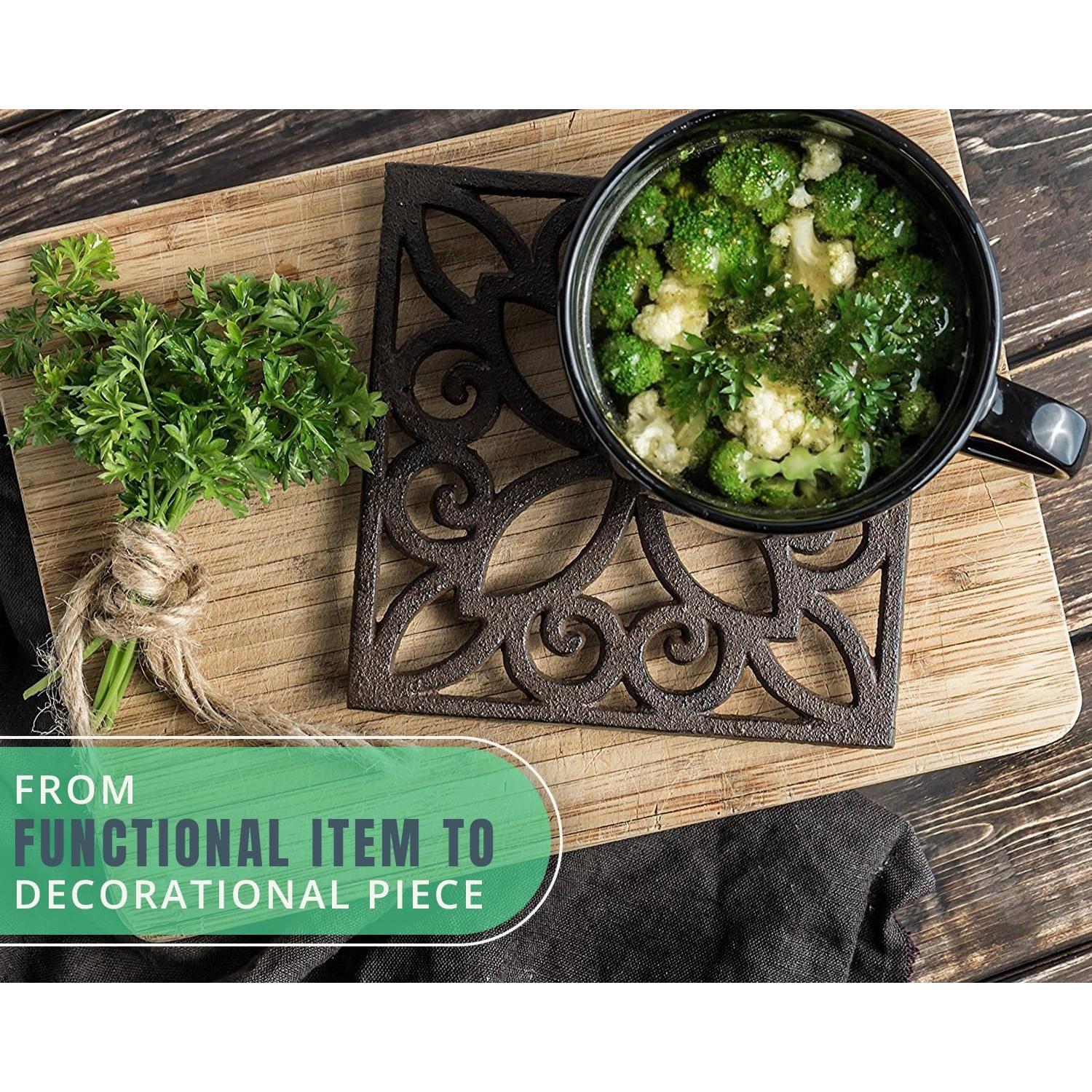 Trivet Cuadrado de Hierro Fundido Comfify 16.5 cm Vintage Marrón