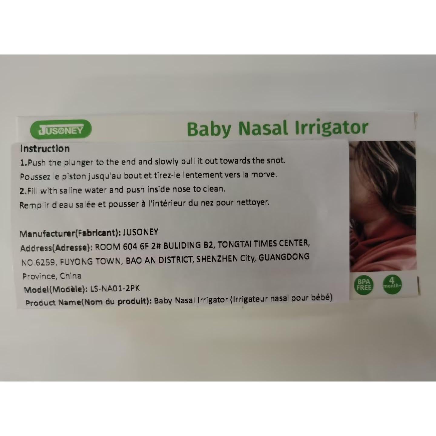 Jeringa Nasal JUSONEY para Bebés - Irrigador Silicona 2 Piezas
