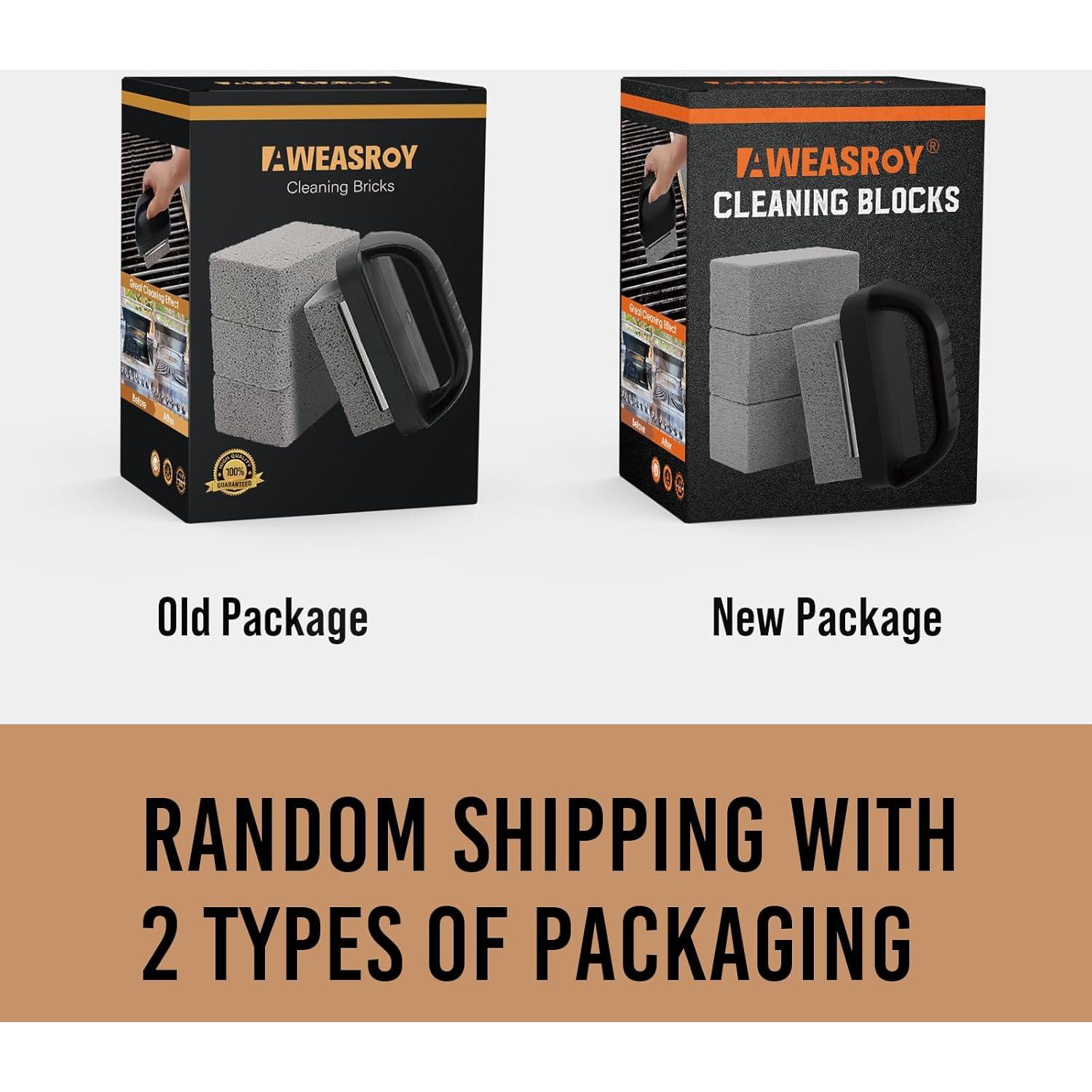 Limpiador de Parrilla AWEASROY con Mango - 4 Ladrillos de Piedra Pómez