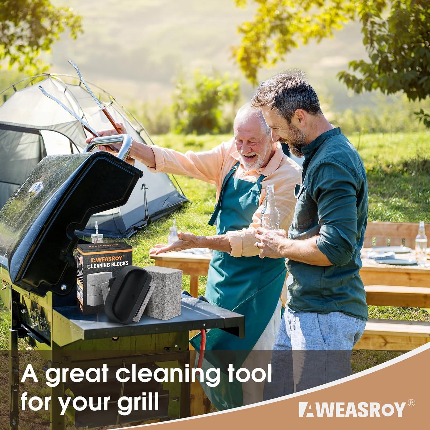 Limpiador de Parrilla AWEASROY con Mango - 4 Ladrillos de Piedra Pómez