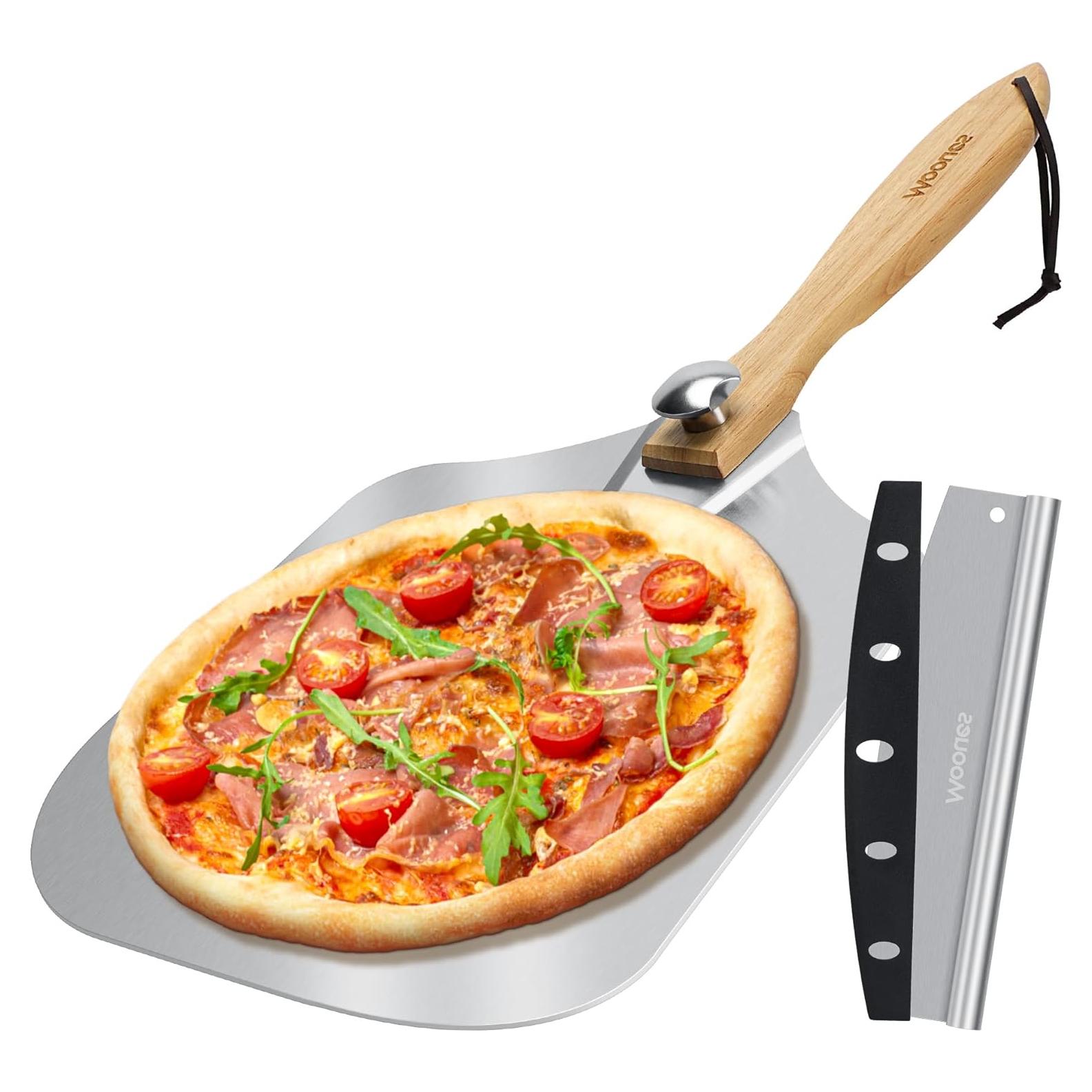 Paleta de Pizza de Aluminio 30 cm Mooues con Cortador Rocker