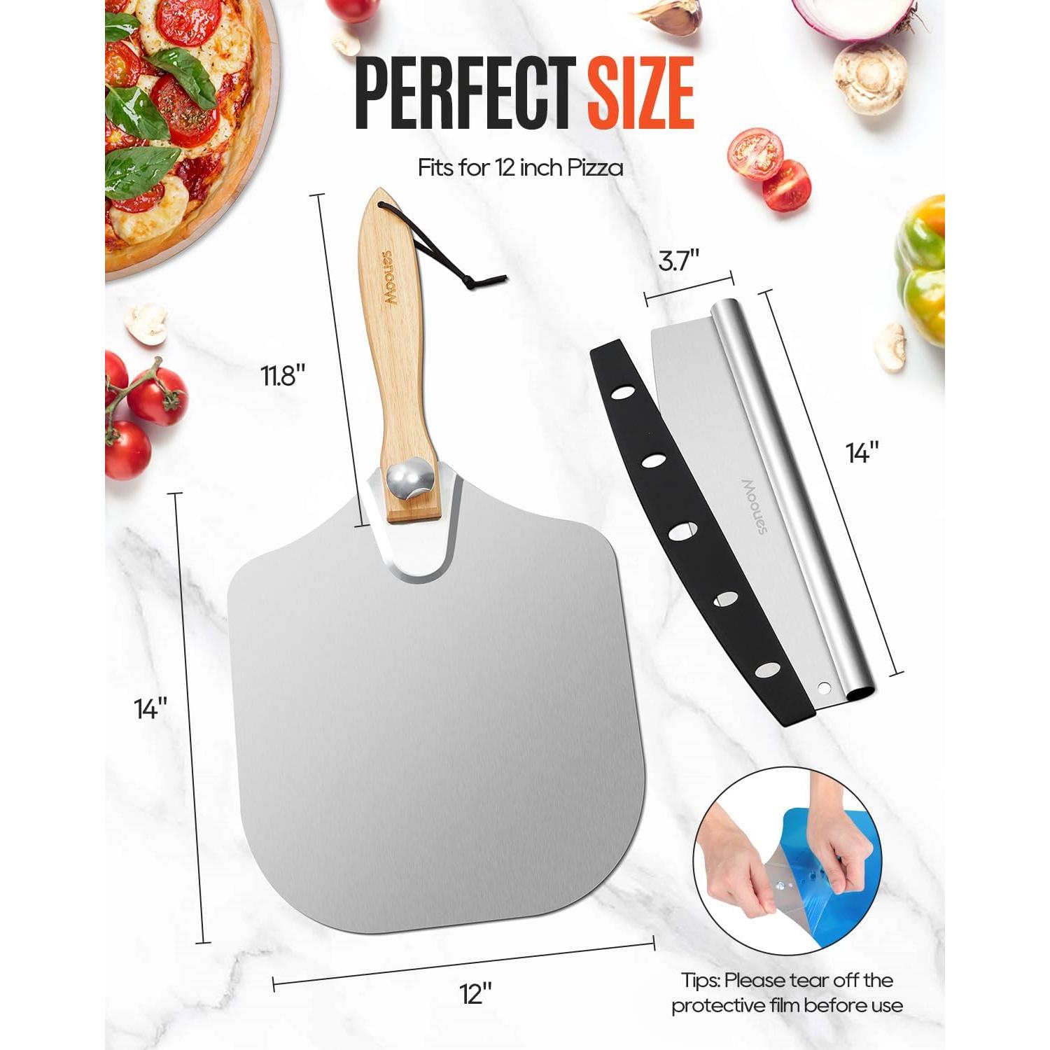 Paleta de Pizza de Aluminio 30 cm Mooues con Cortador Rocker
