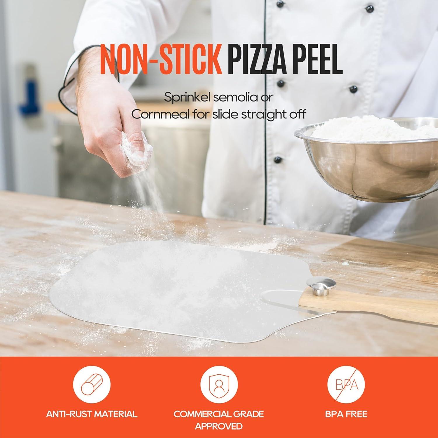 Paleta de Pizza de Aluminio 30 cm Mooues con Cortador Rocker