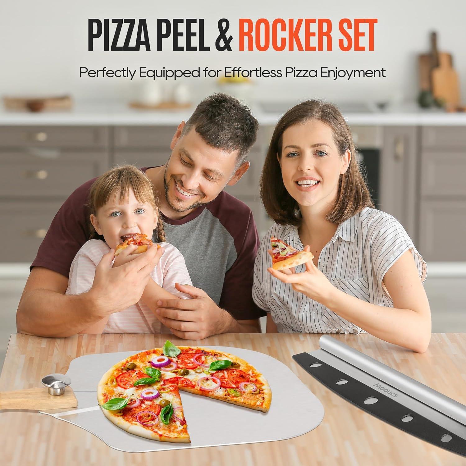 Paleta de Pizza de Aluminio 30 cm Mooues con Cortador Rocker