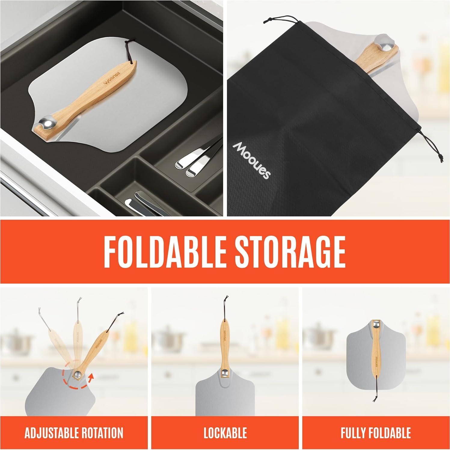 Paleta de Pizza de Aluminio 30 cm Mooues con Cortador Rocker