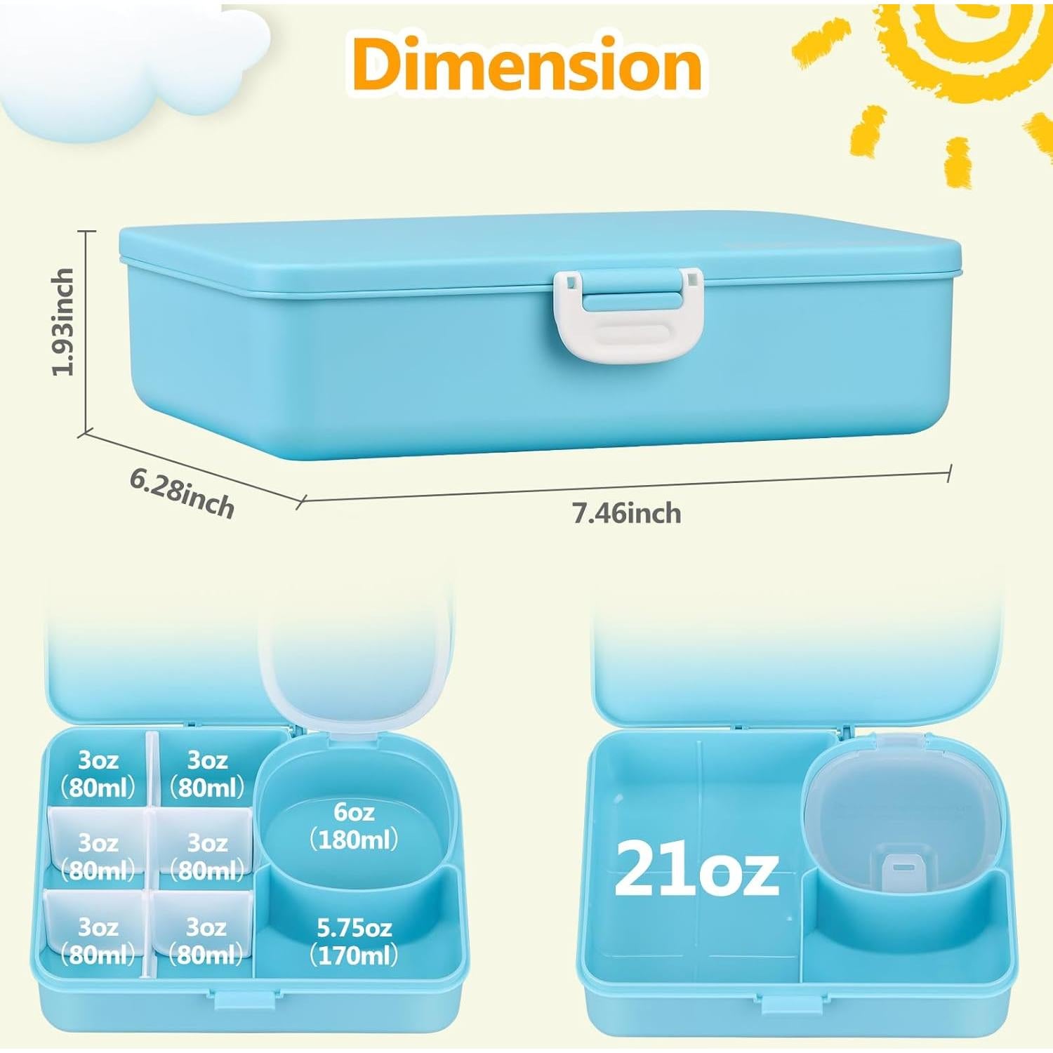 Caja de Almuerzo Bento JOOPETALK 880ml Azul 8 Compartimentos