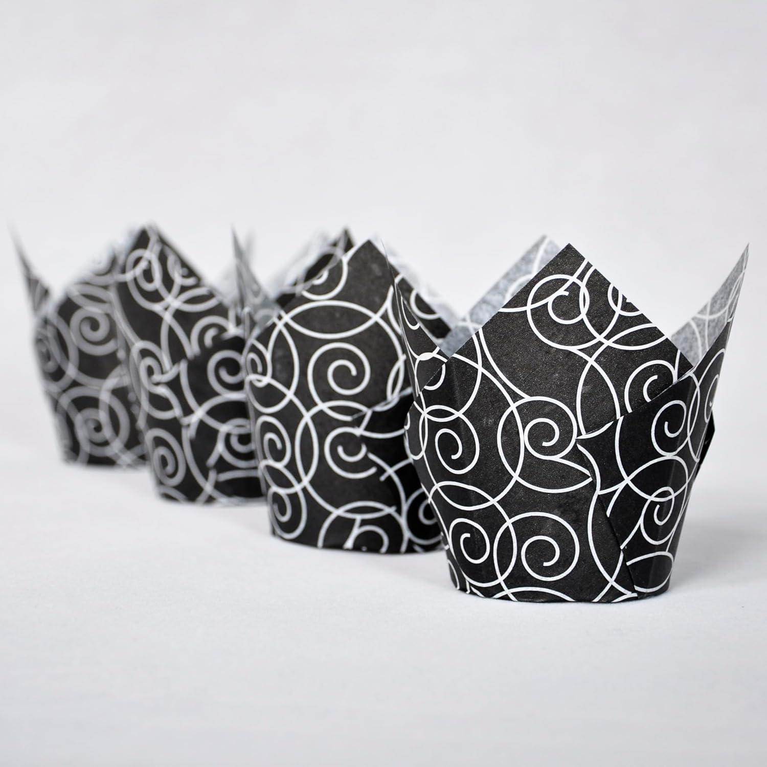 Moldes para Hornear Tulipán QLSmypkg 125 Piezas Floral Negra