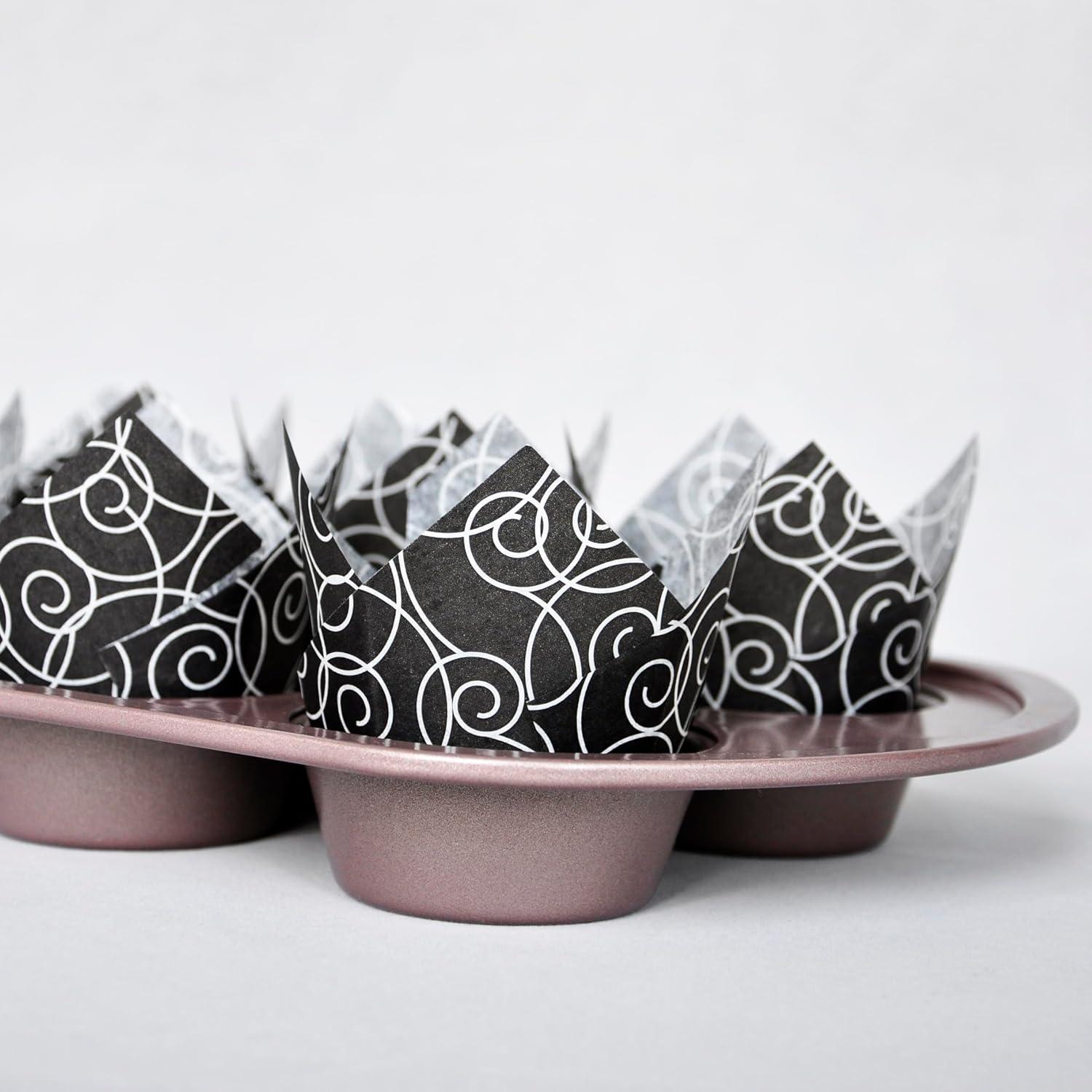 Moldes para Hornear Tulipán QLSmypkg 125 Piezas Floral Negra