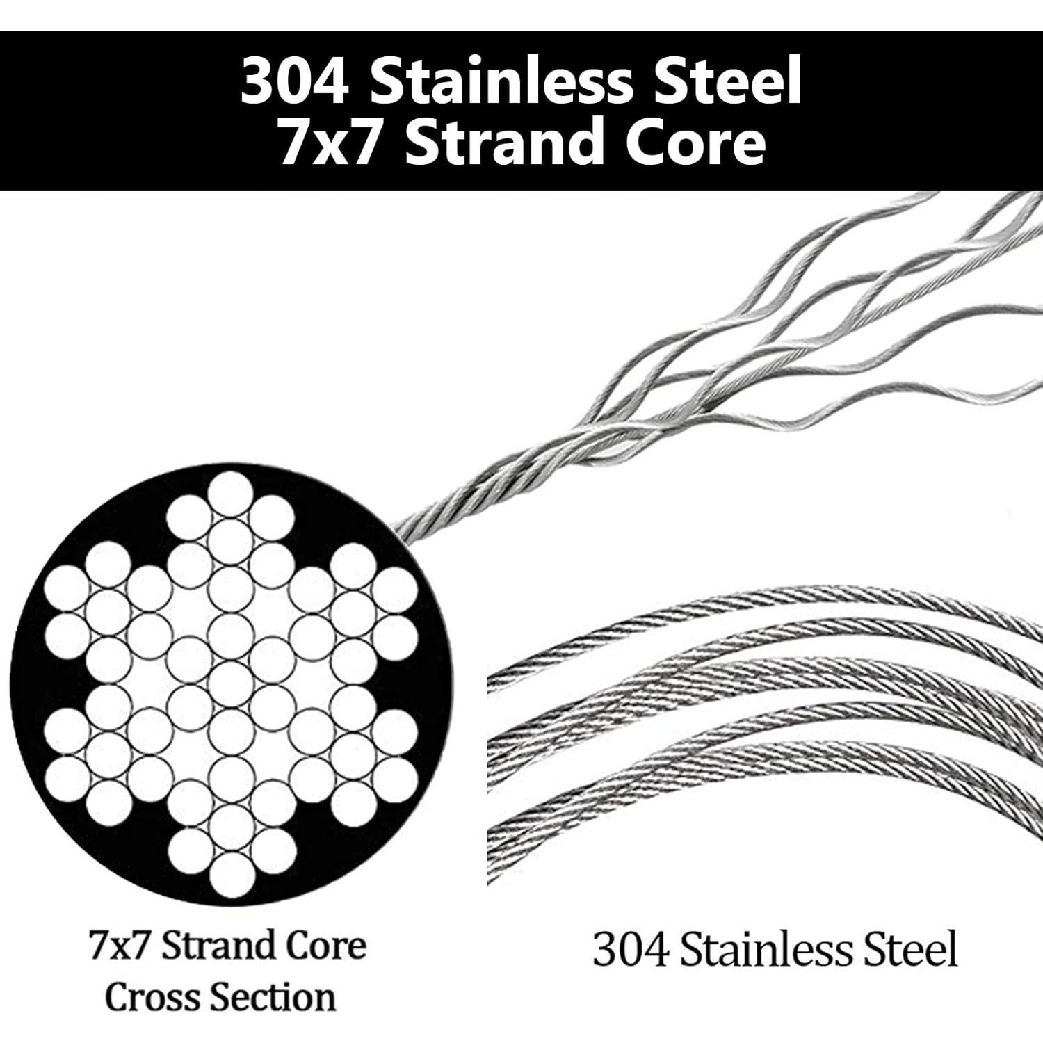 Cable de Acero Inoxidable 1/16" TOCESS 250 Pies 368lbs