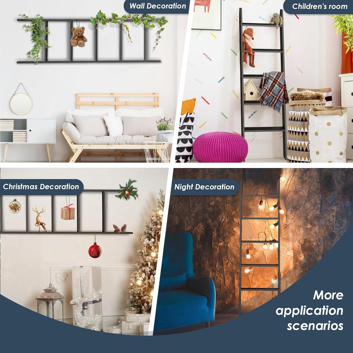 Escalera de Mantas Delywh 5 Niveles 1.77M Negra Estilo Rústico