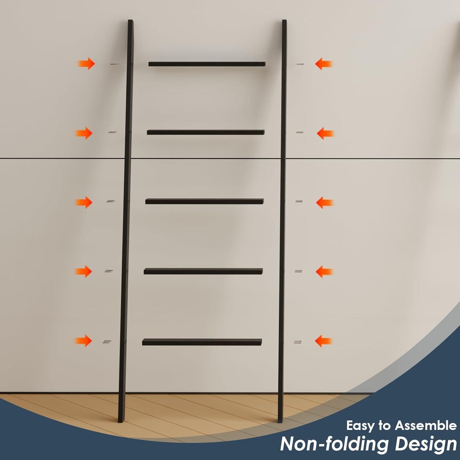 Escalera de Mantas Delywh 5 Niveles 1.77M Negra Estilo Rústico