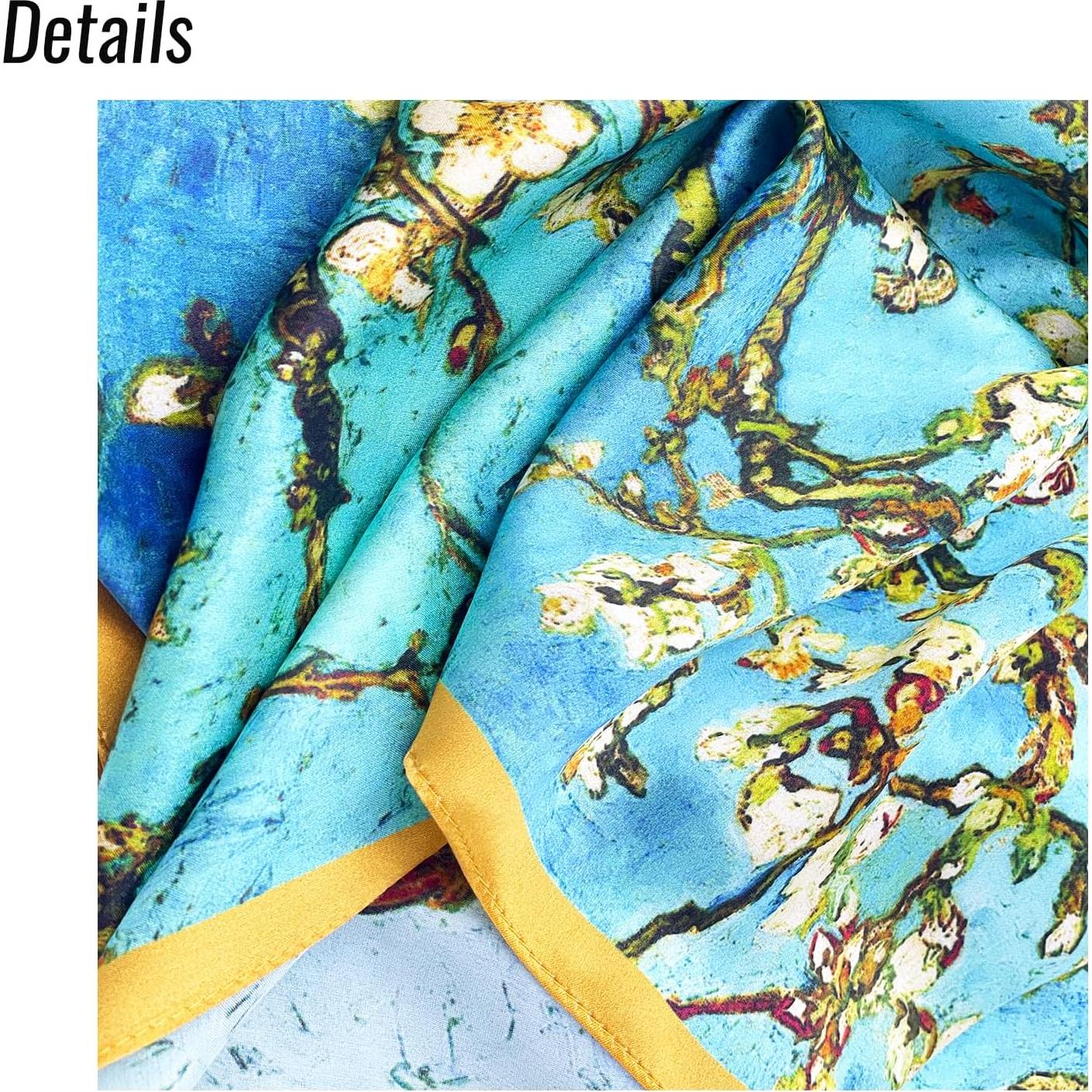 Bufanda de Seda 100% Van Gogh Cuadrada 42x42cm y Larga 158x42cm