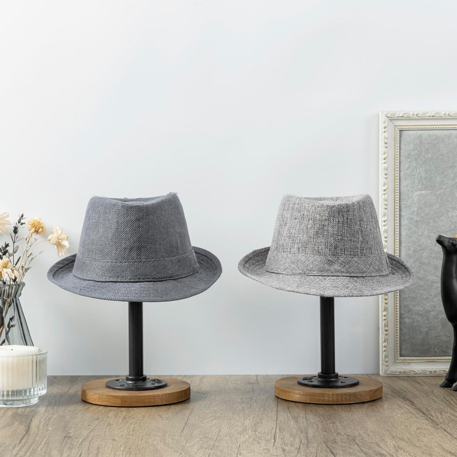 Soporte para Sombreros y Pelucas MyGift - Madera Acacia, Juego de 2