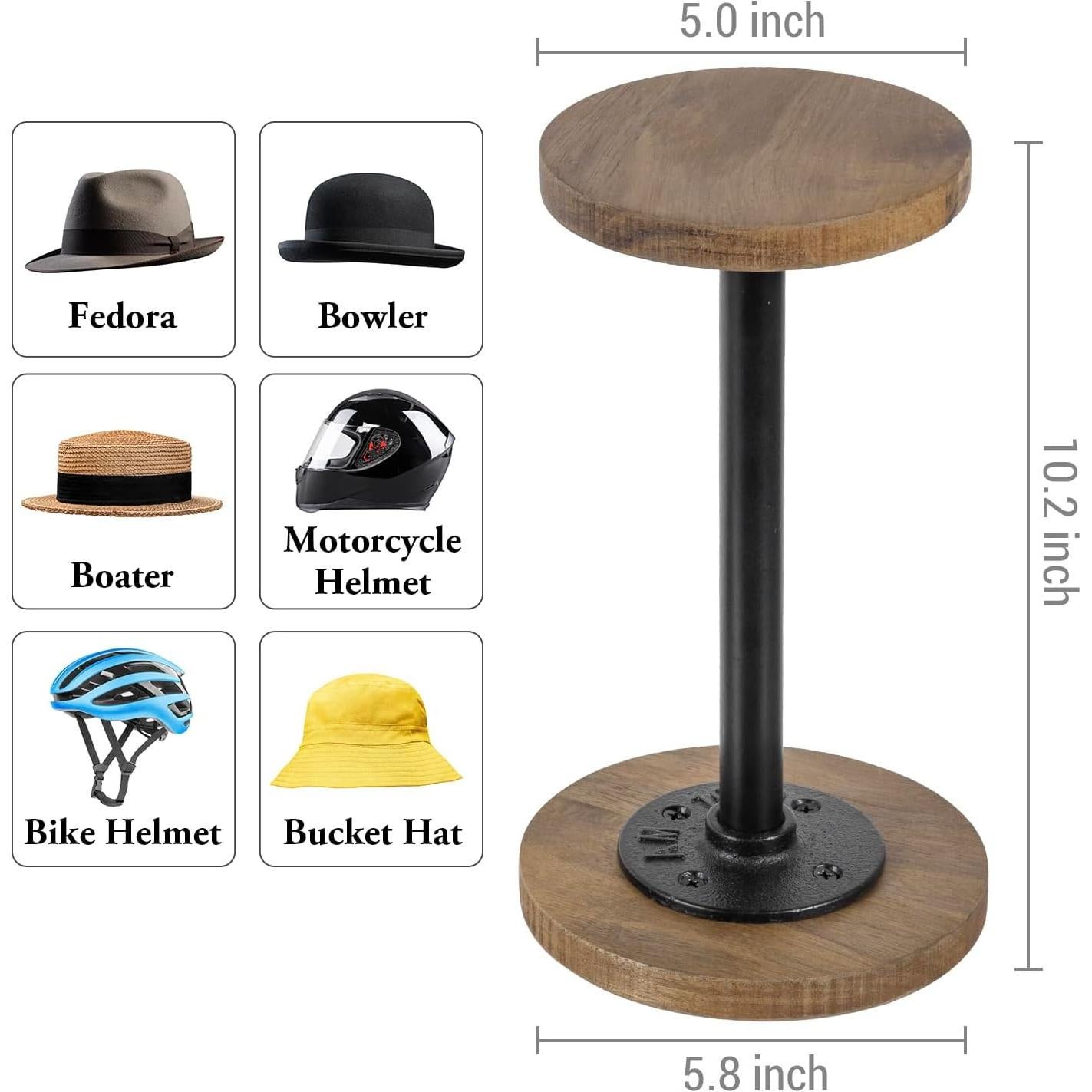 Soporte para Sombreros y Pelucas MyGift - Madera Acacia, Juego de 2