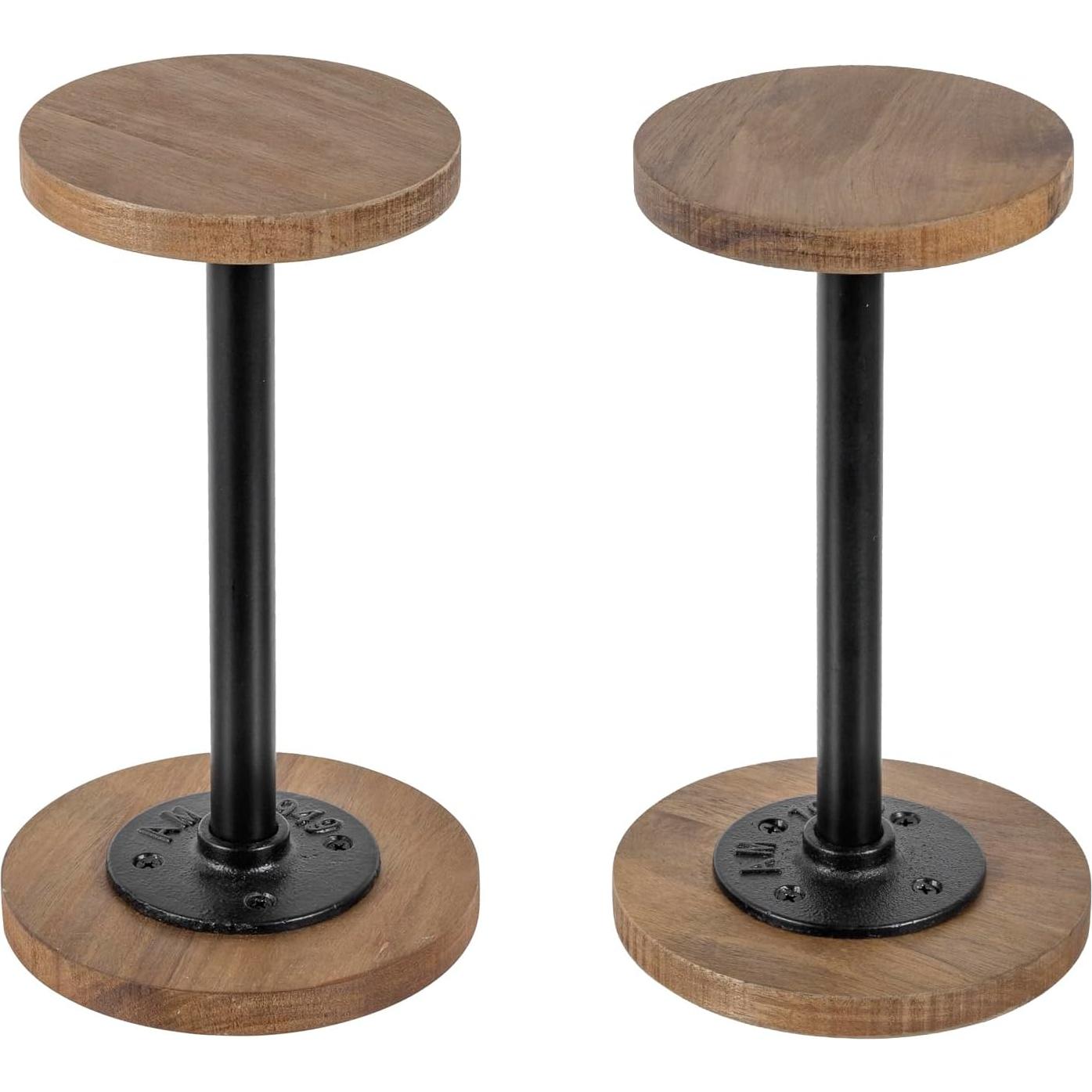 Soporte para Sombreros y Pelucas MyGift - Madera Acacia, Juego de 2
