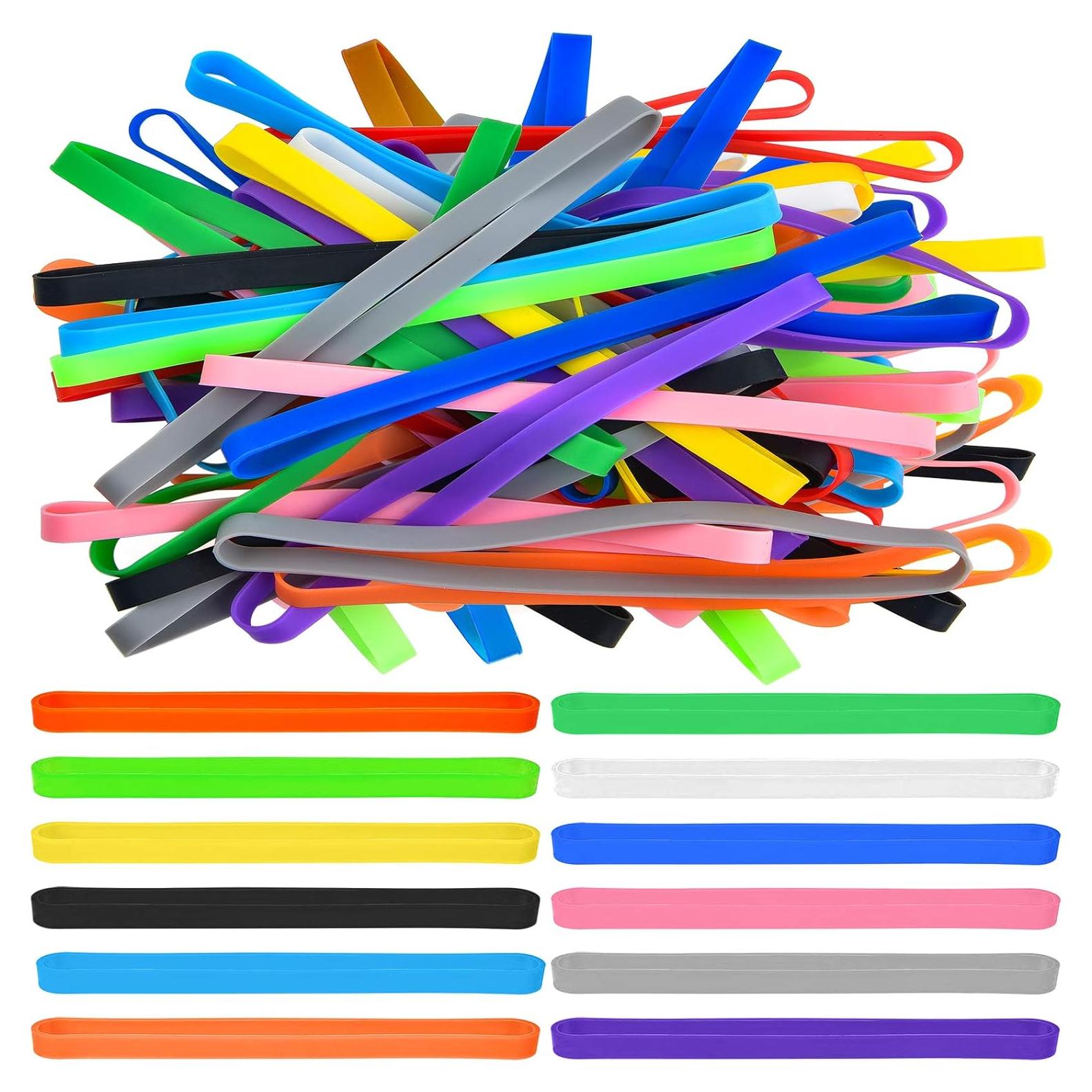 48 Bandas de Goma de Silicona Coopay Multicolor 14 cm