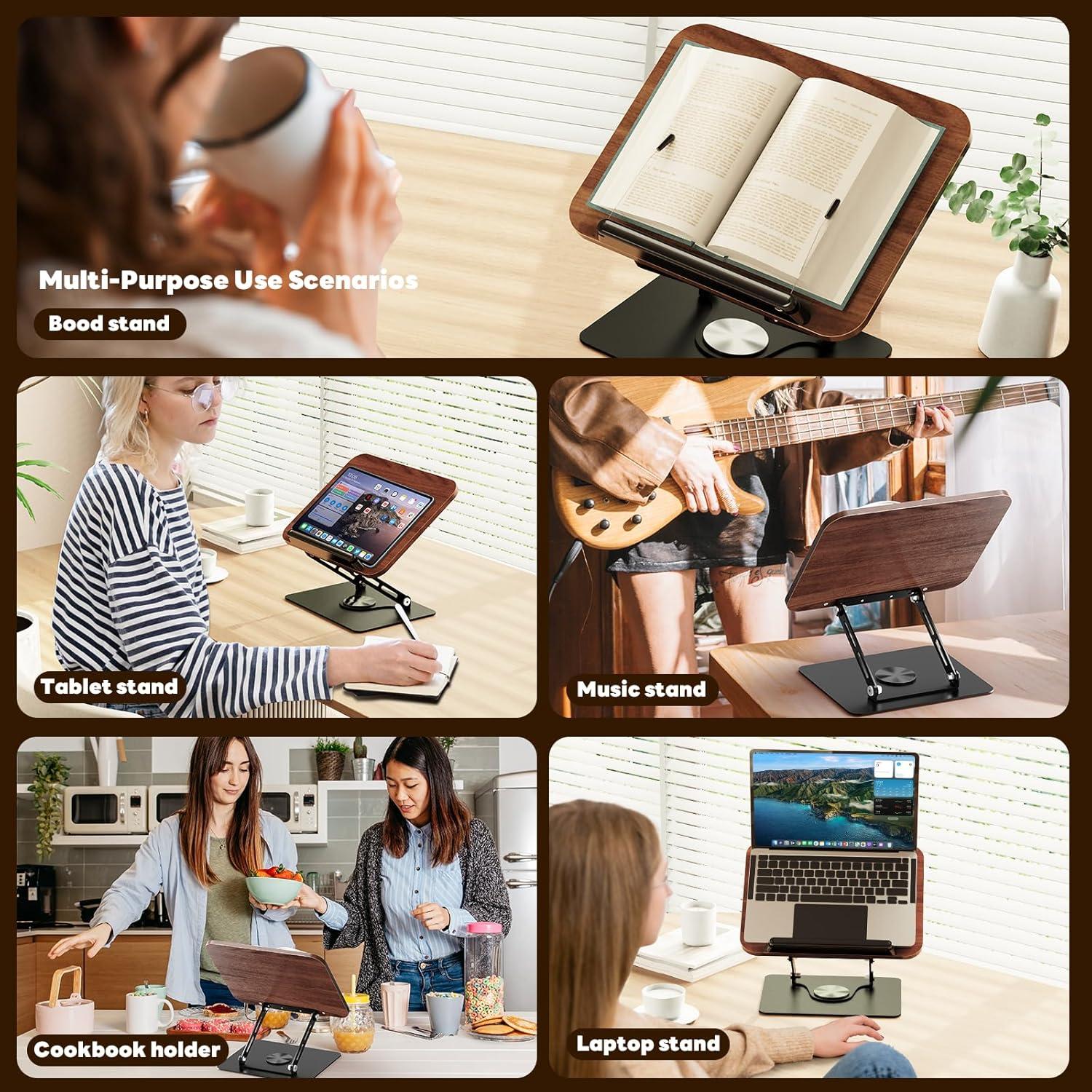 Soporte de Libro Abiglifty Ajustable con Base Rotativa 360°