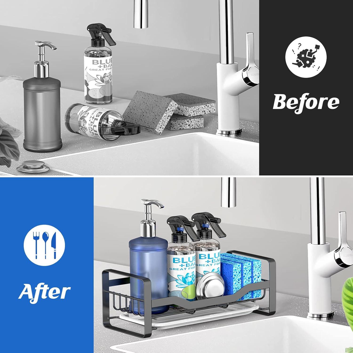 Soporte para Esponja de Fregadero Kontoyo Acero Inoxidable Negro