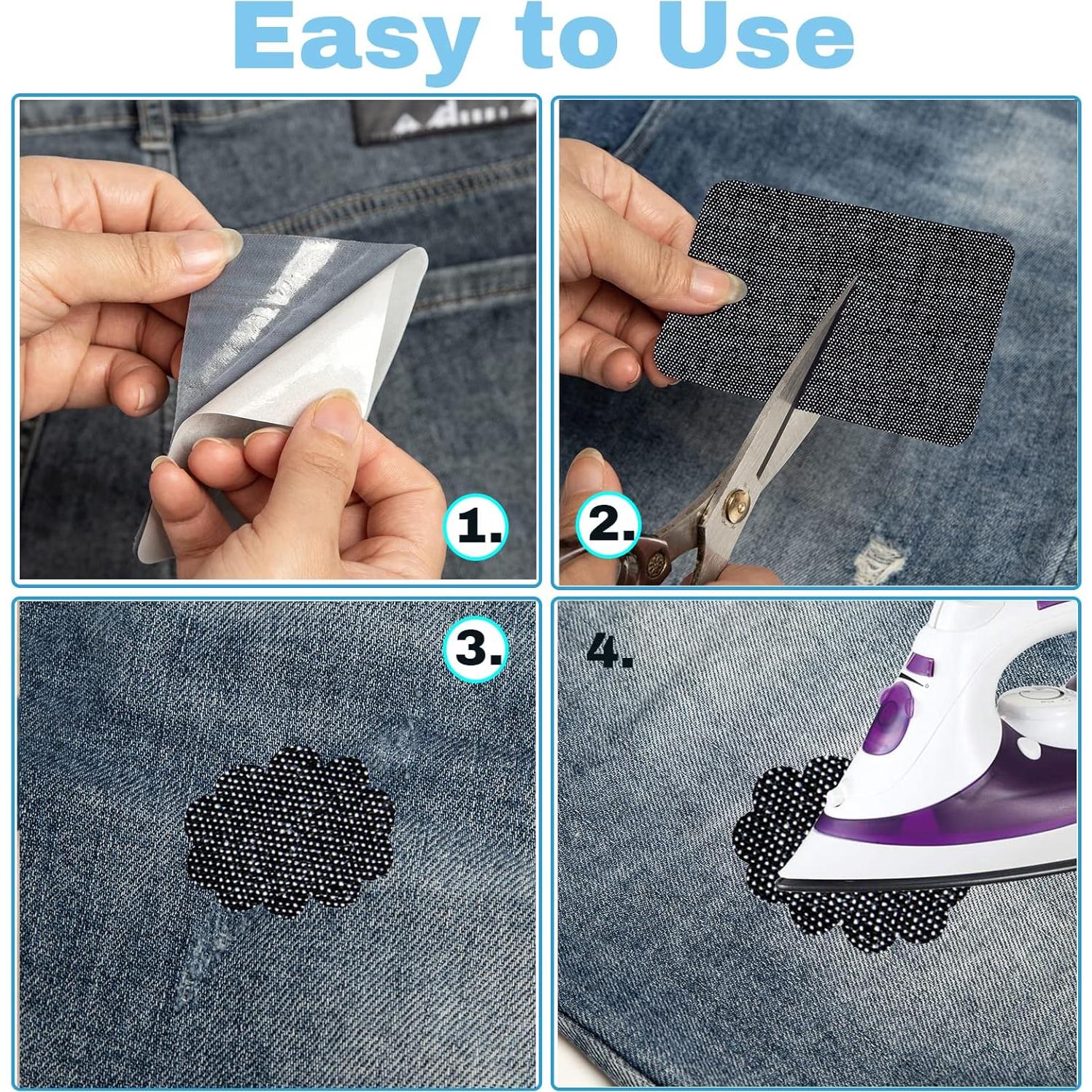 12 Parches de Jean GUYI para Planchar 100% Algodón Negro