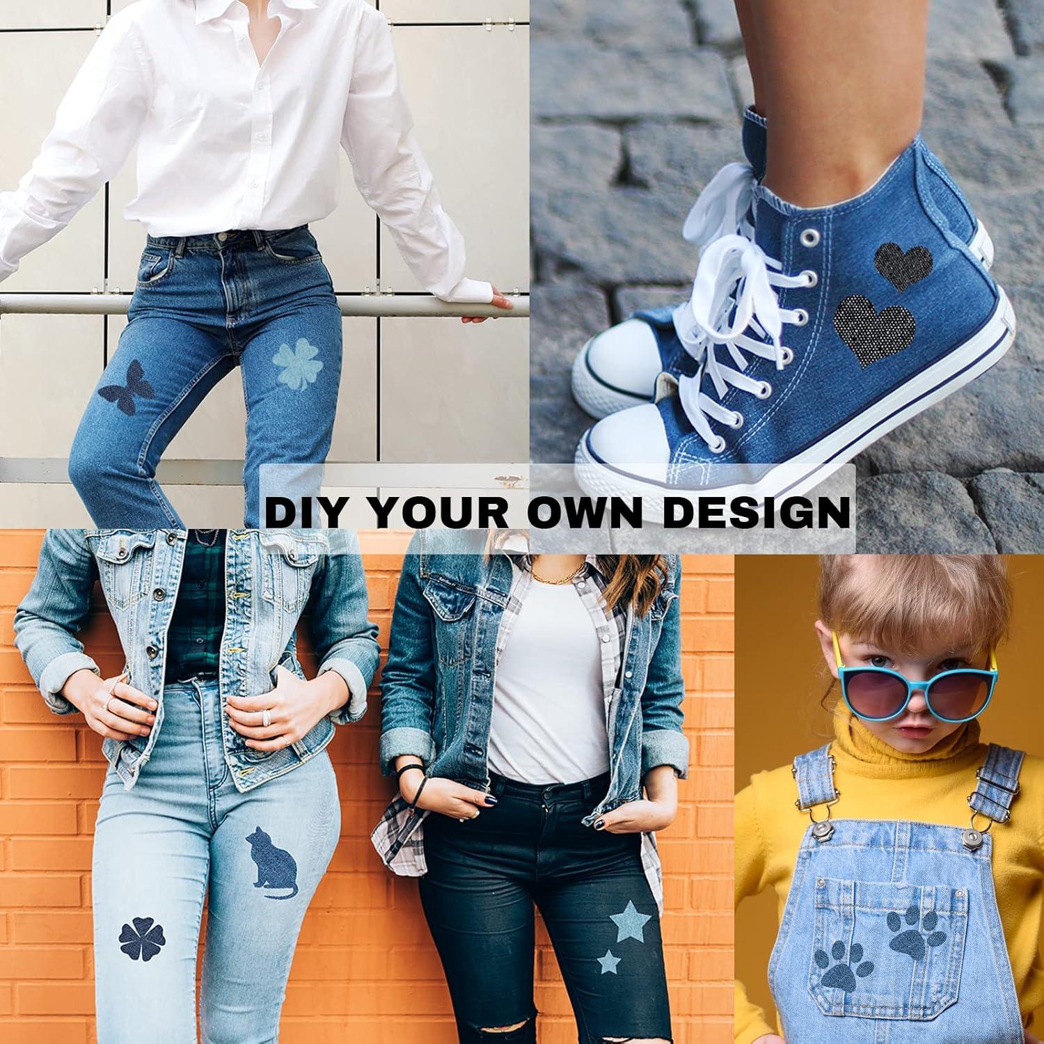 12 Parches de Jean GUYI para Planchar 100% Algodón Negro