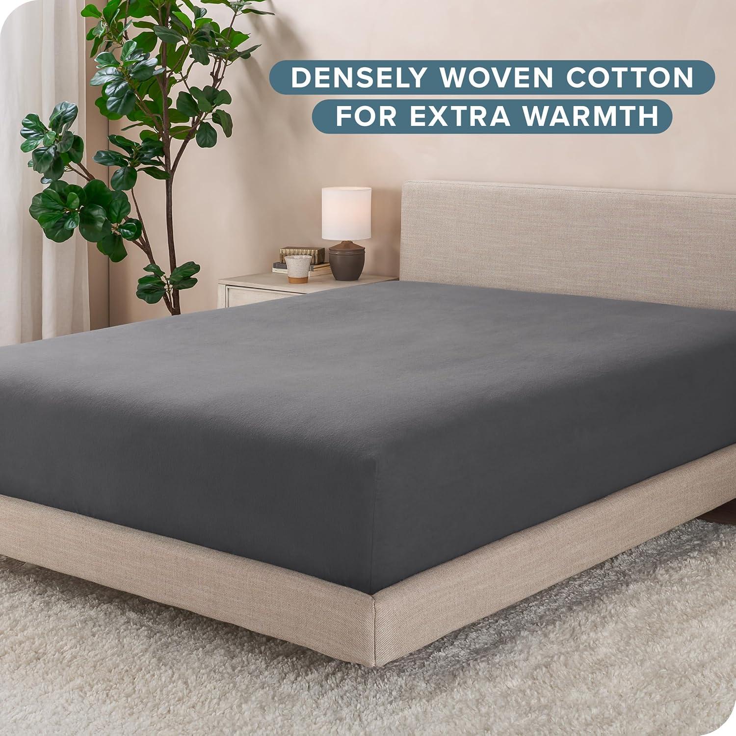 Bare Home 2 Sábanas Ajustadas 100% Algodón Franela Gris
