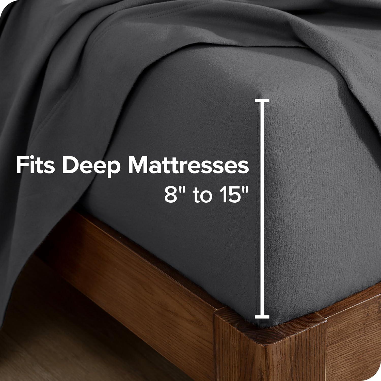 Bare Home 2 Sábanas Ajustadas 100% Algodón Franela Gris